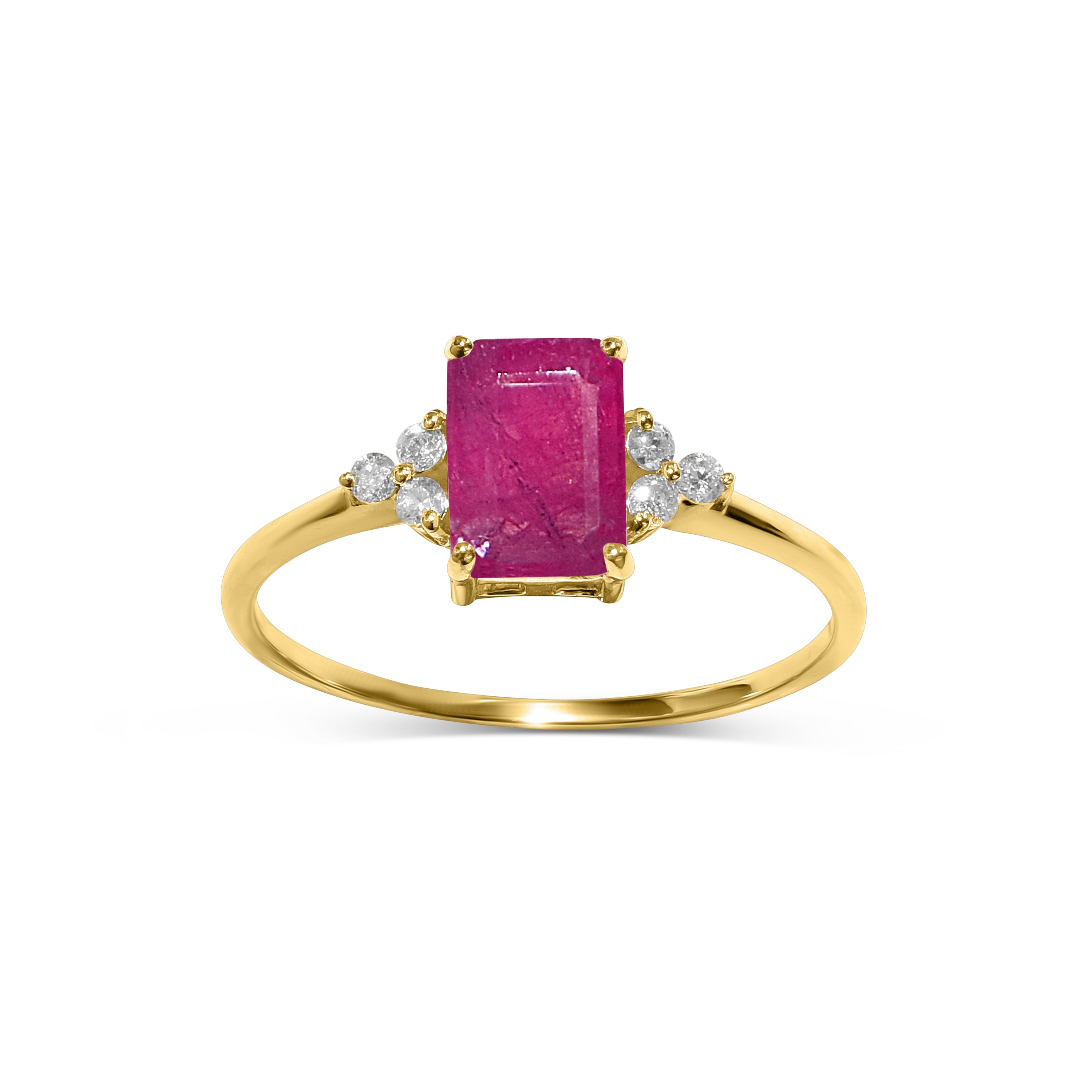 14k Ruby Diamond Rectangle Shape Set