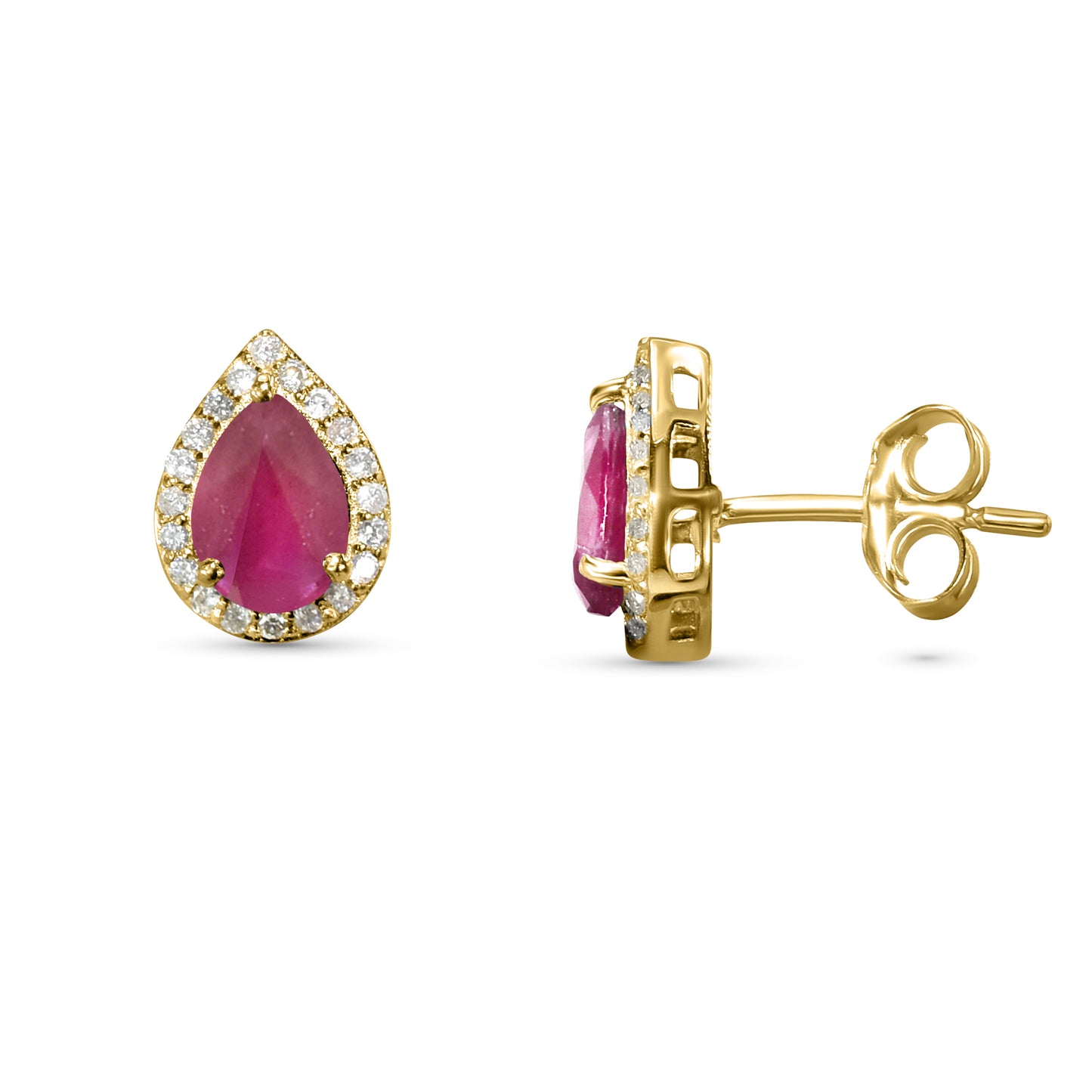 14k Ruby Diamond Pear Shape Set