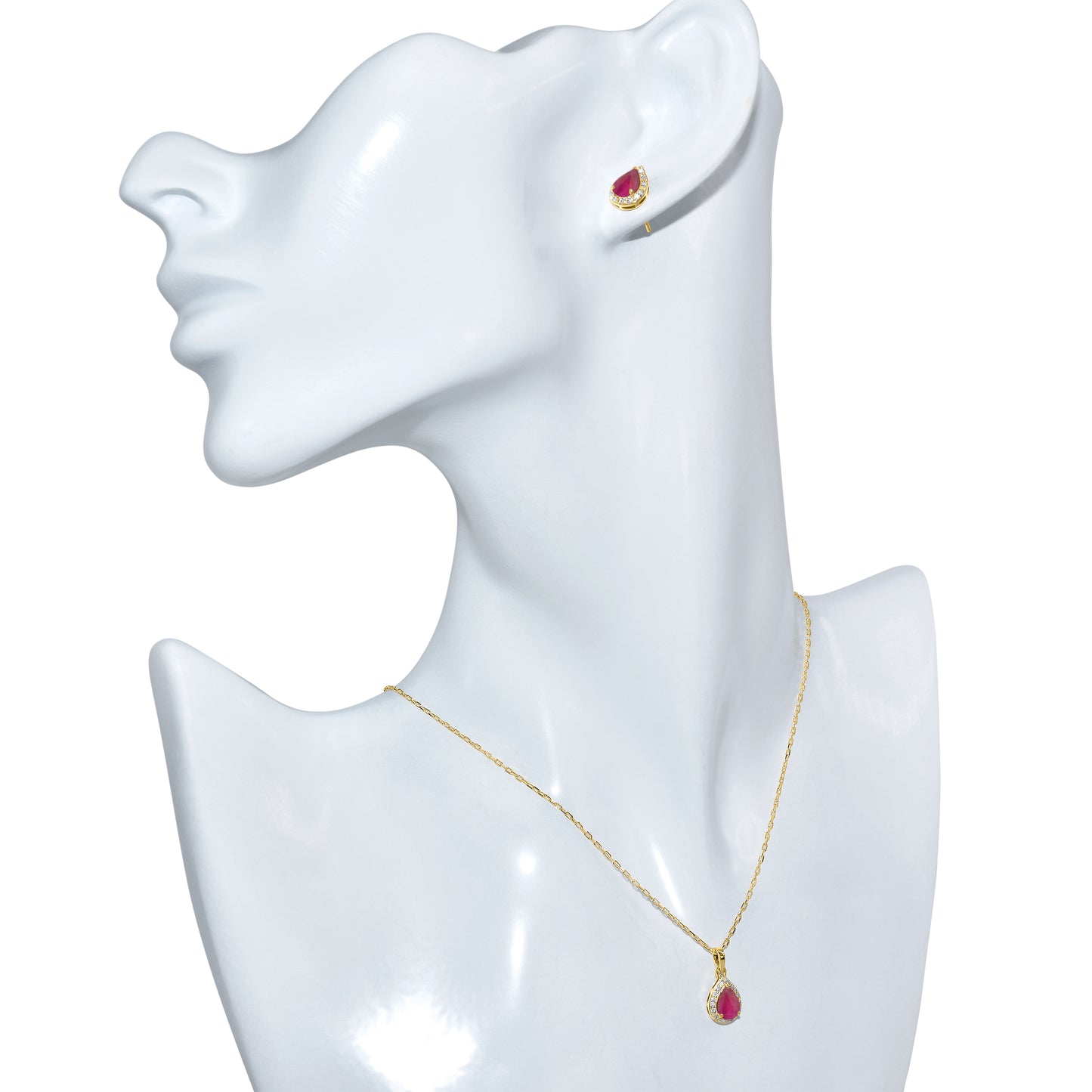 14k Ruby Diamond Pear Shape Set