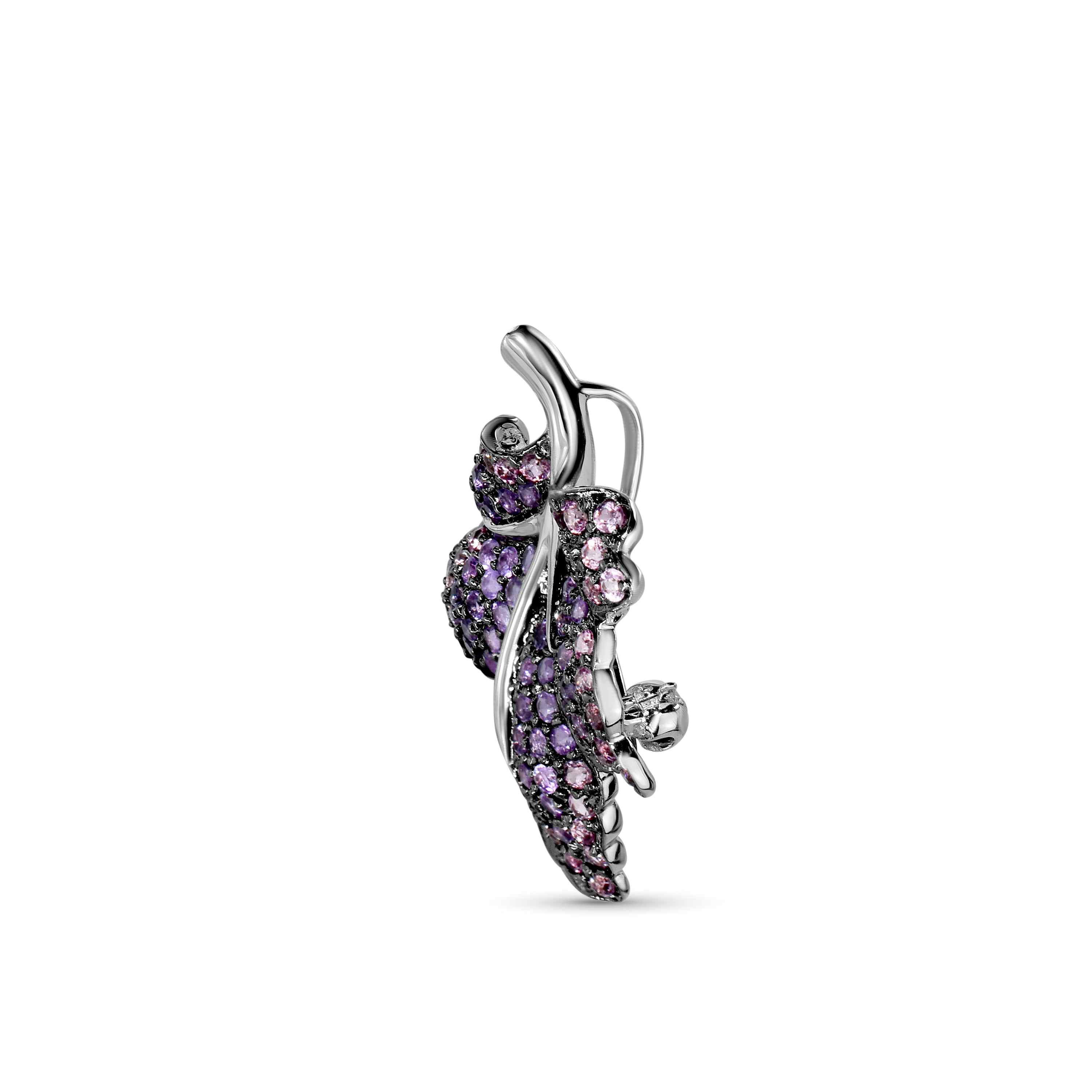 18k Pink Tourmaline Amethyst Leaf Pendant & Pin Brooch