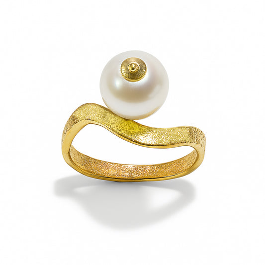 18k Swirl Pearl Ring