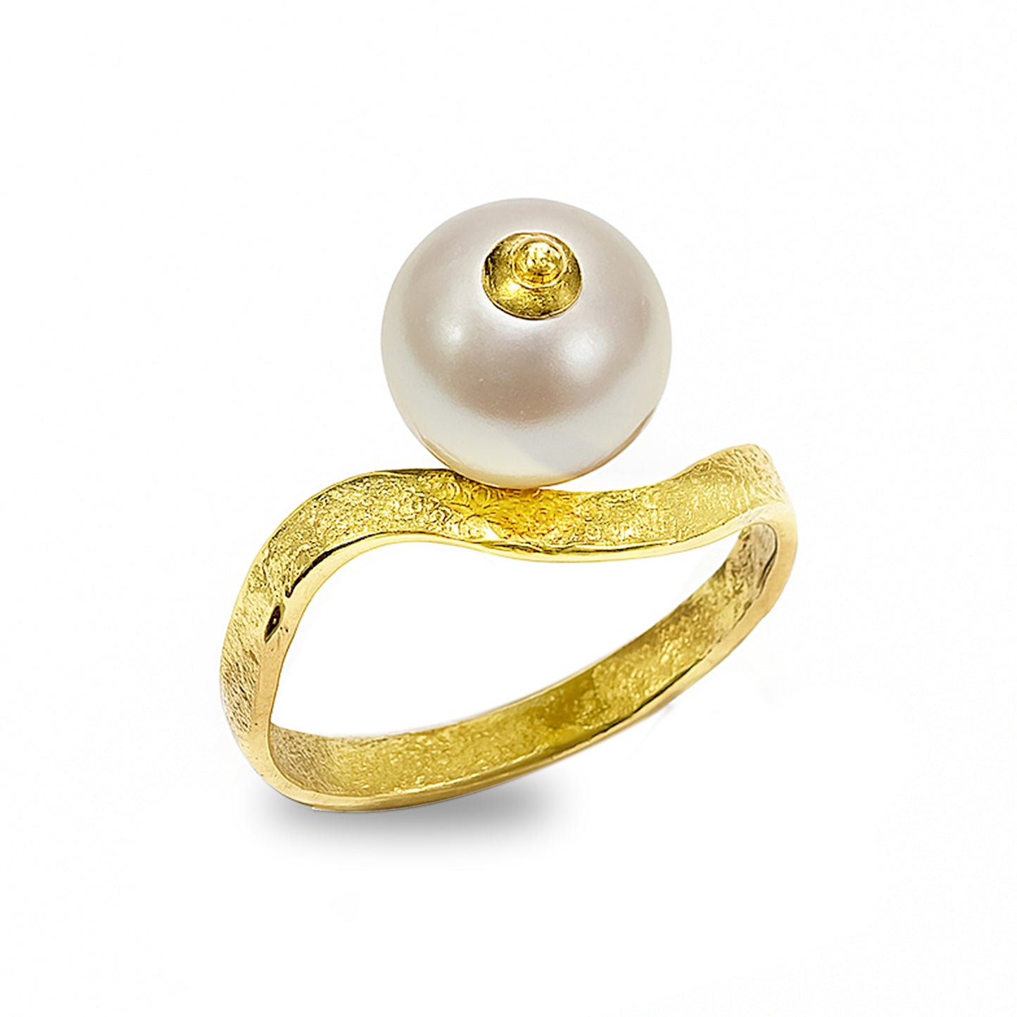 18k Swirl Pearl Ring
