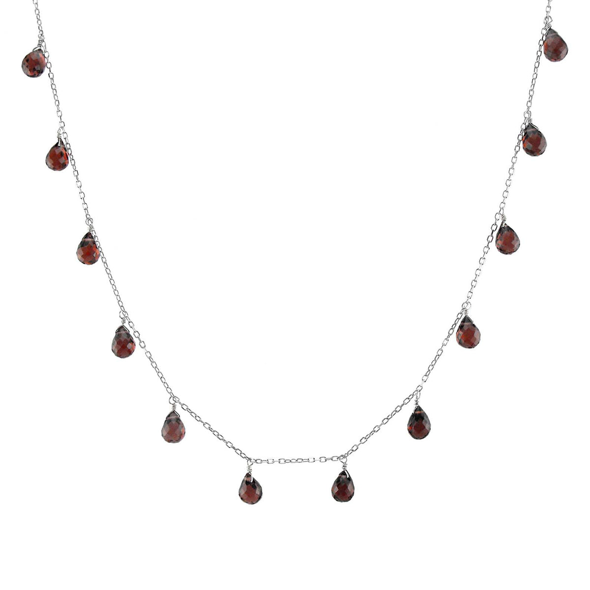 14k White or Yellow Gold Drop Dangle Birthstone Necklace