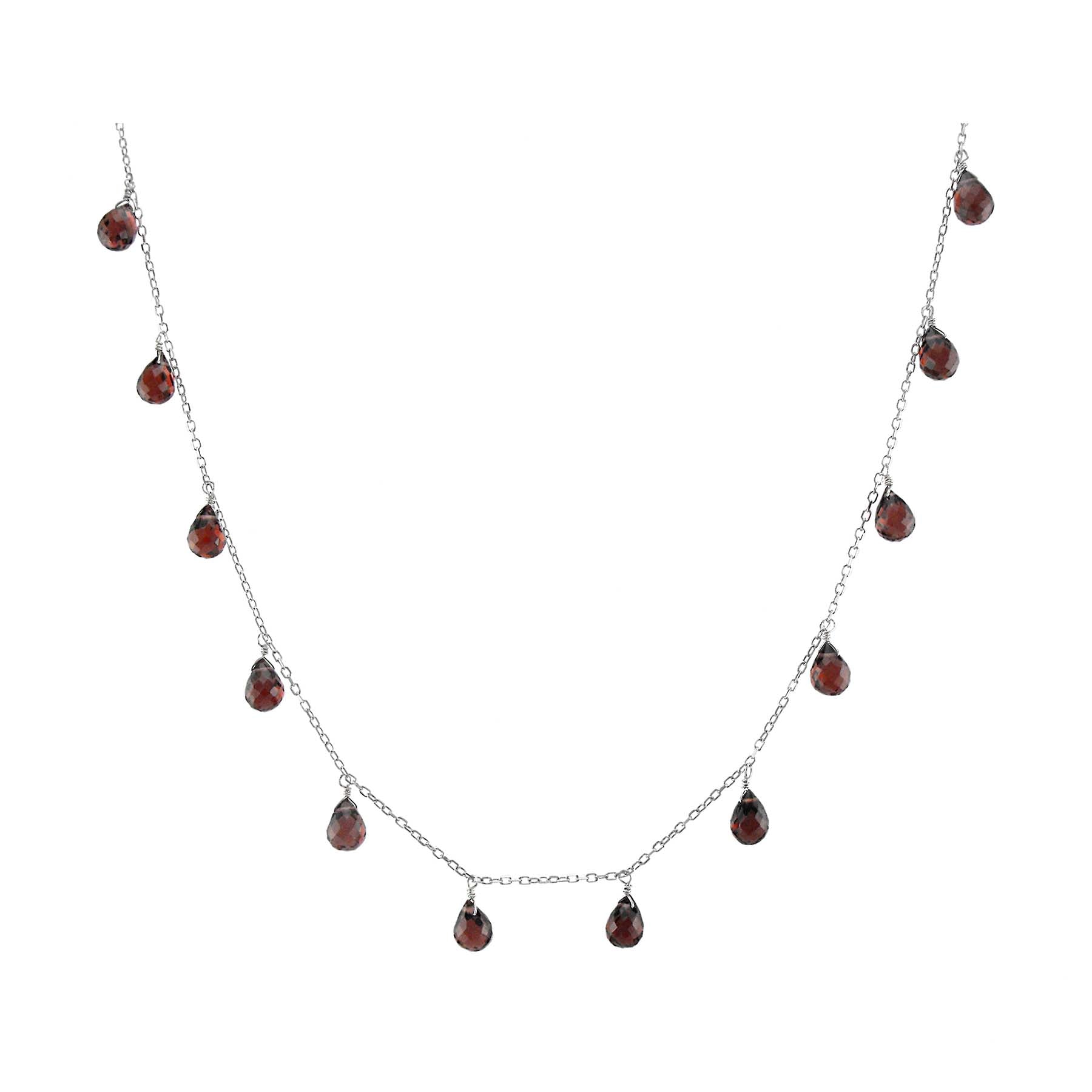 14k Garnet Birthstone Necklace 16" White Gold