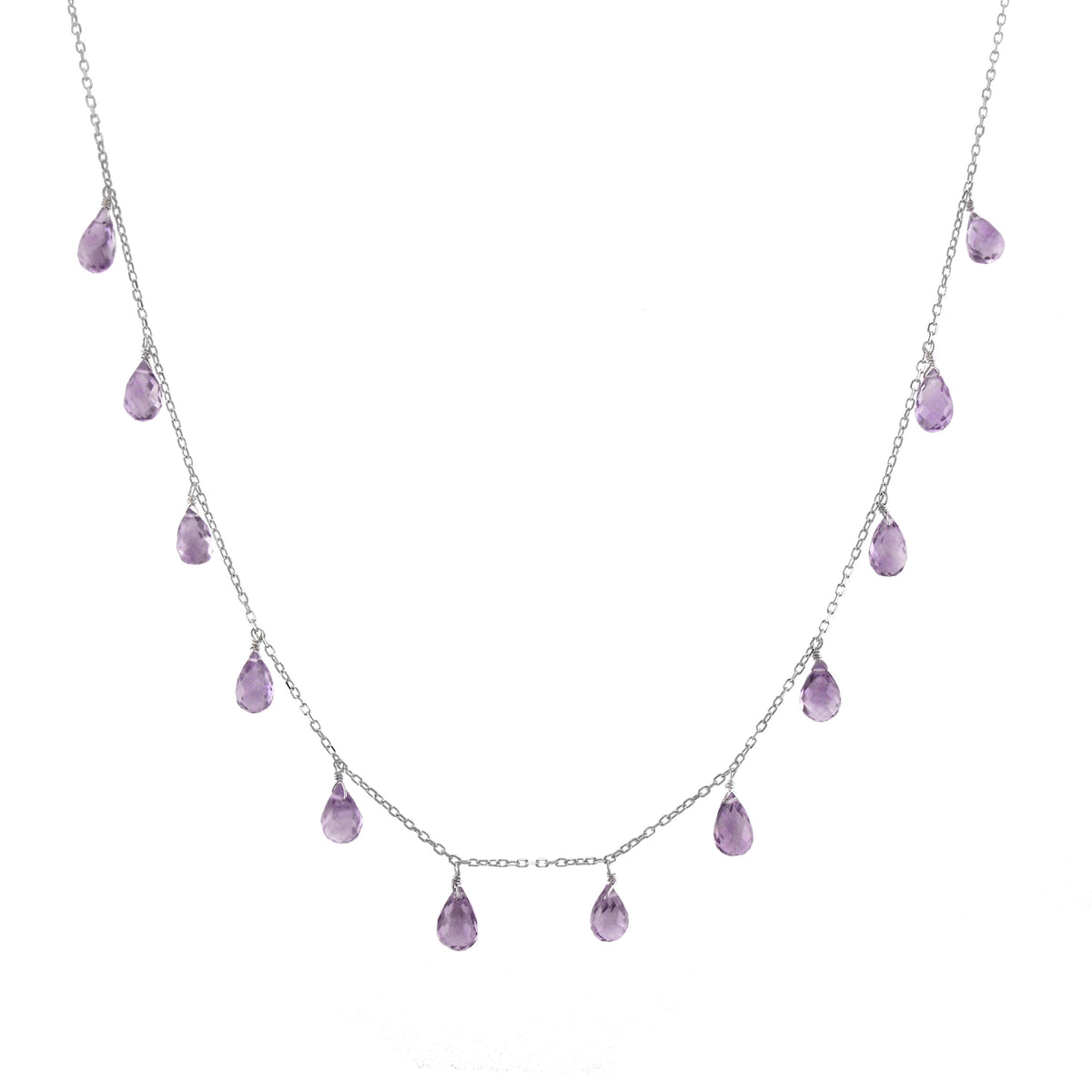 14k White or Yellow Gold Drop Dangle Birthstone Necklace