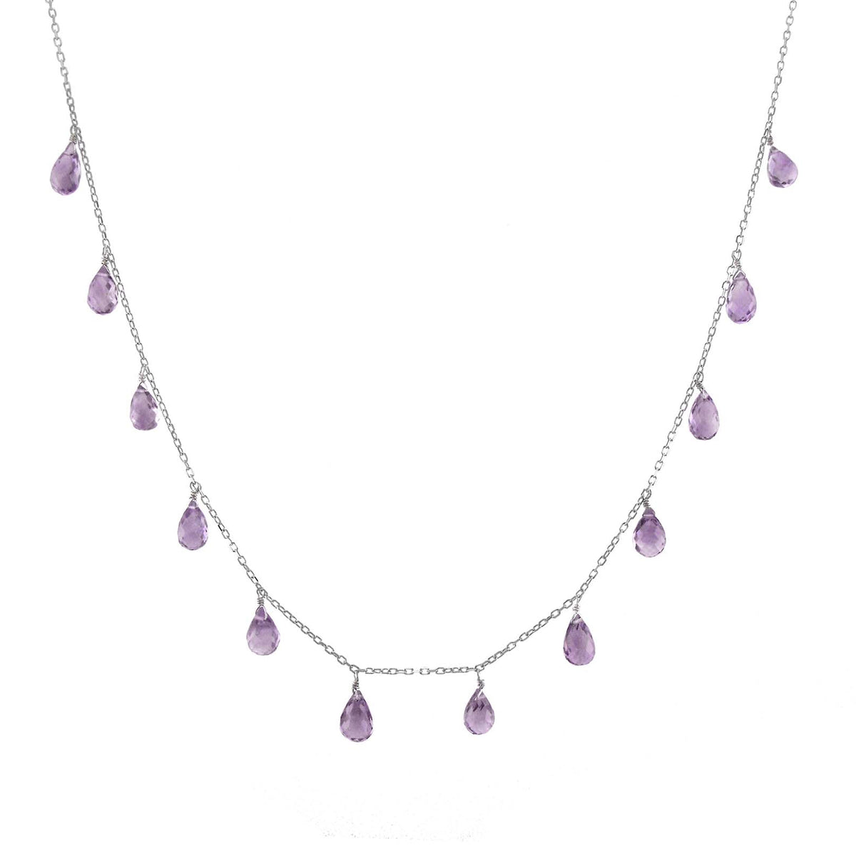 14k White or Yellow Gold Drop Dangle Birthstone Necklace