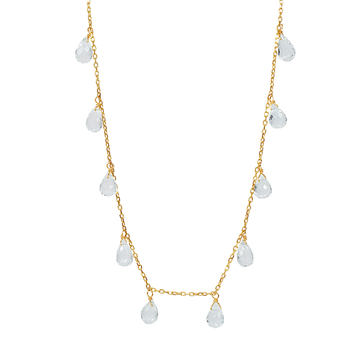 14k White or Yellow Gold Drop Dangle Birthstone Necklace