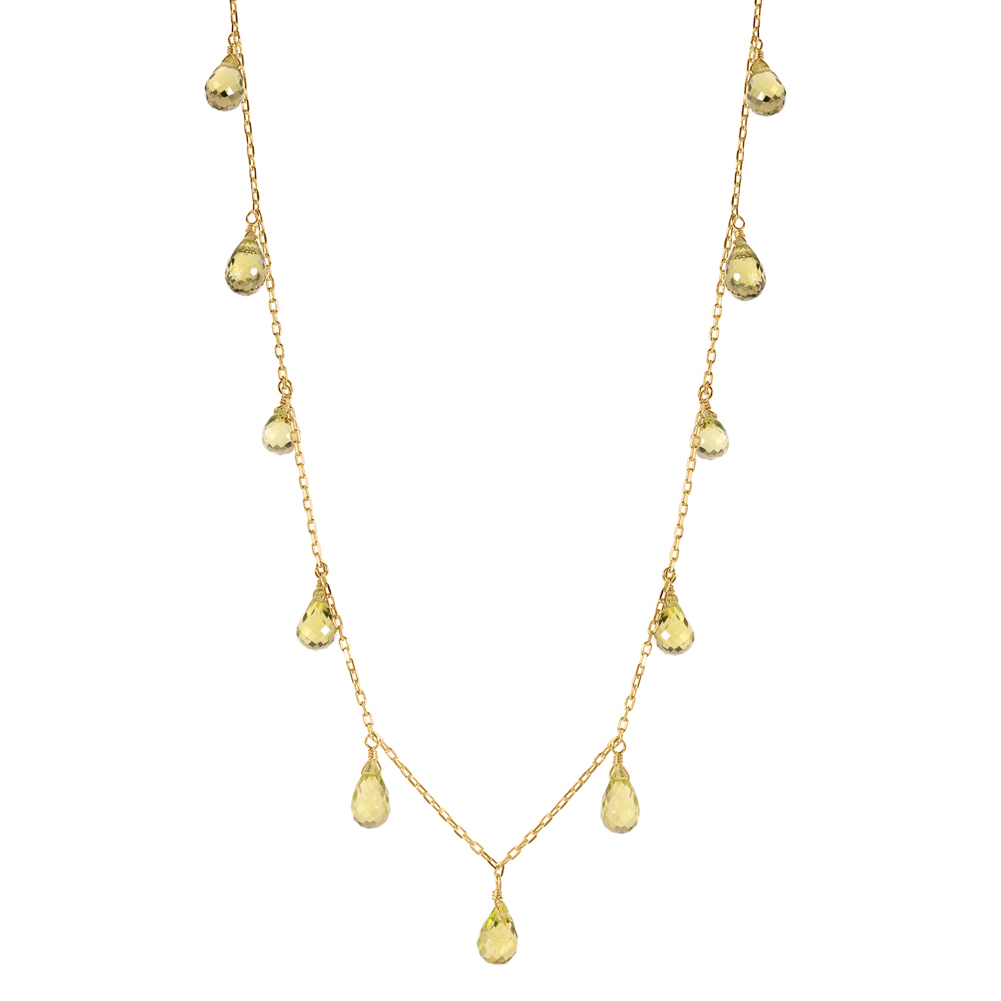 14k Peridot Birthstone Necklace 16"
