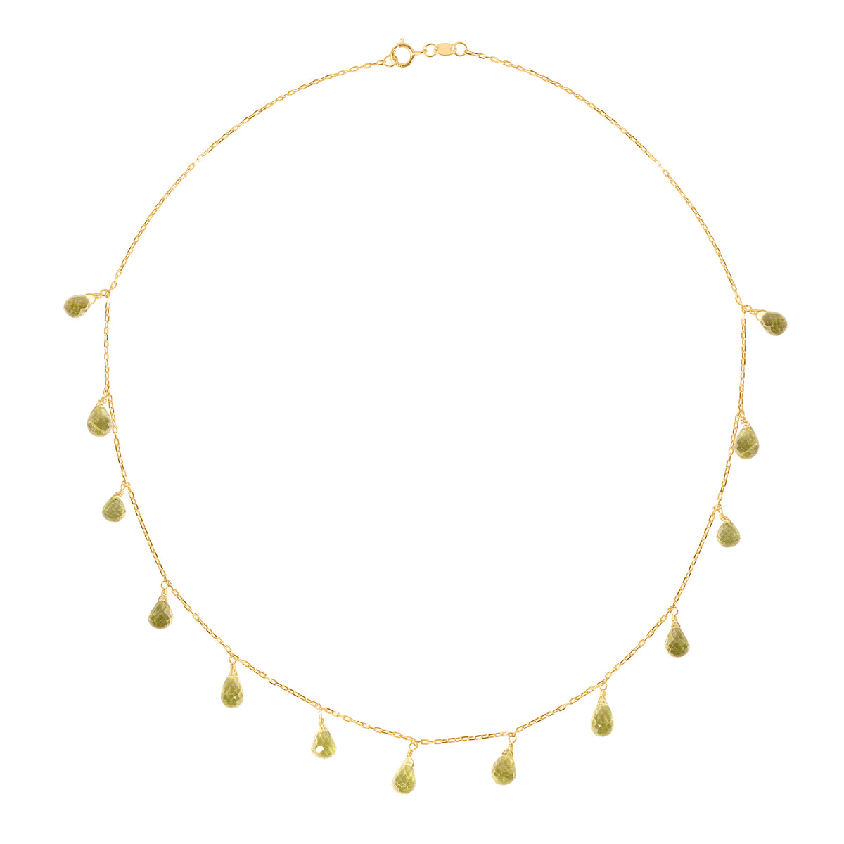 14k Peridot Birthstone Necklace 16"