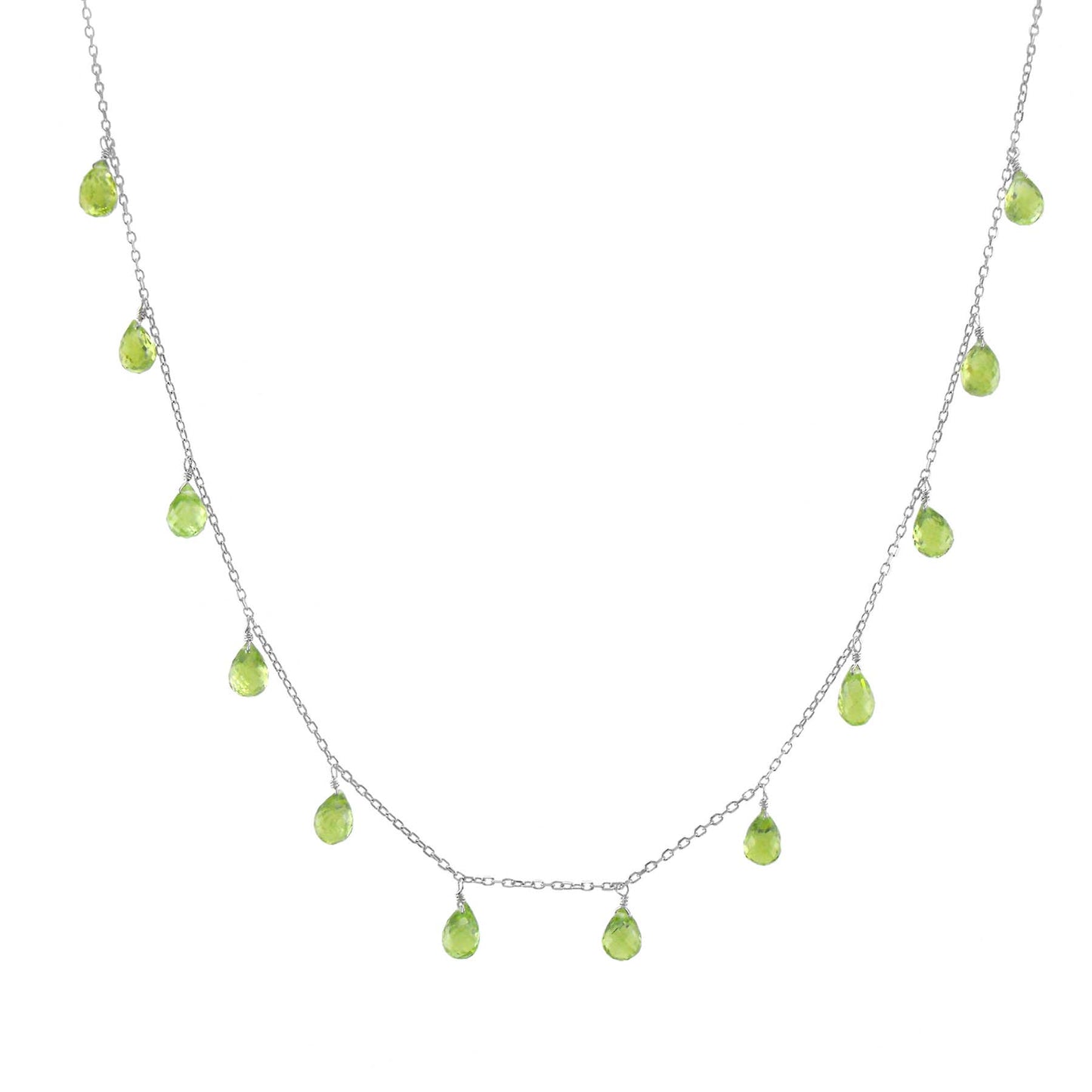 14k Peridot Birthstone Necklace 16" freeshipping - Jewelmak Shop