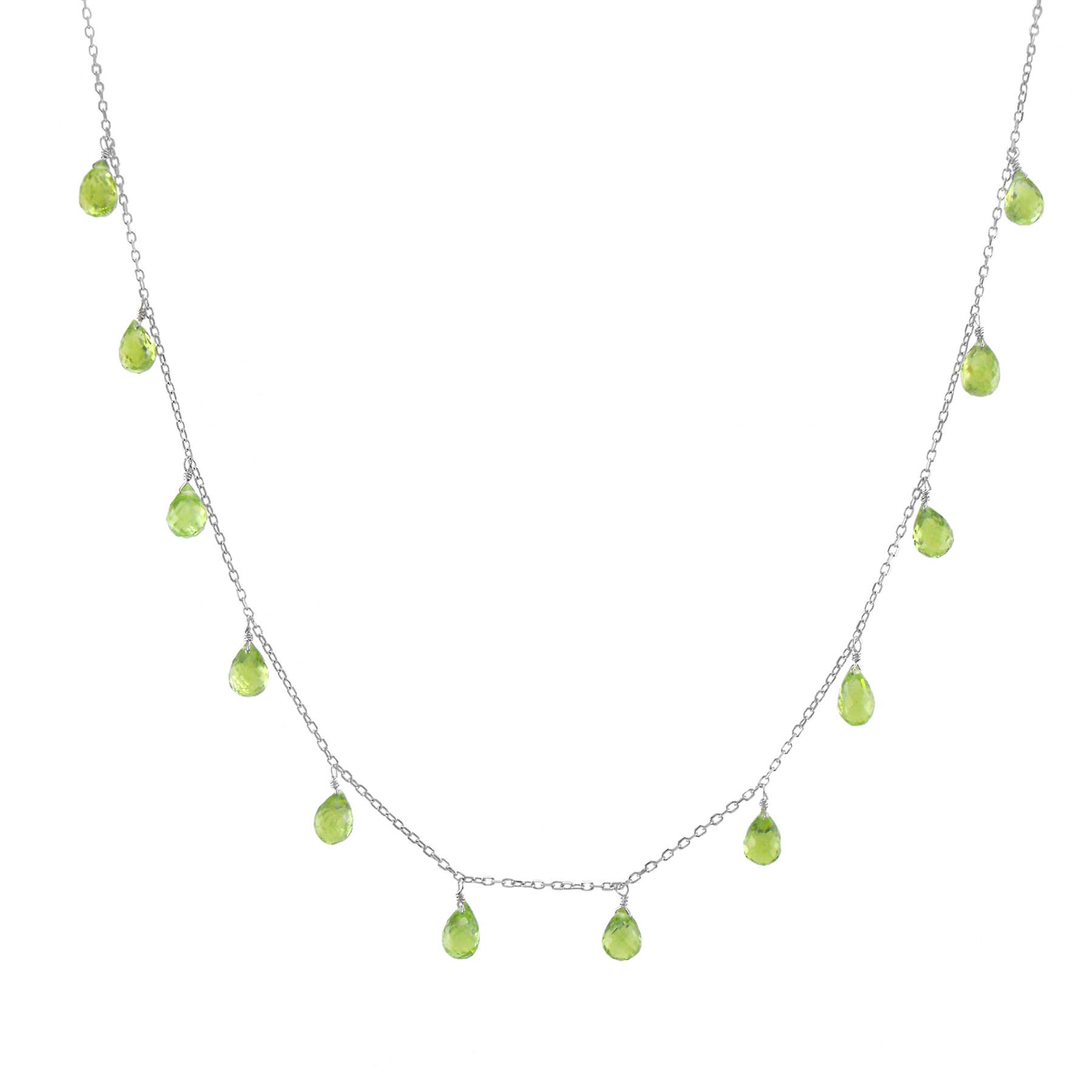14k Peridot Birthstone Necklace 16" freeshipping - Jewelmak Shop