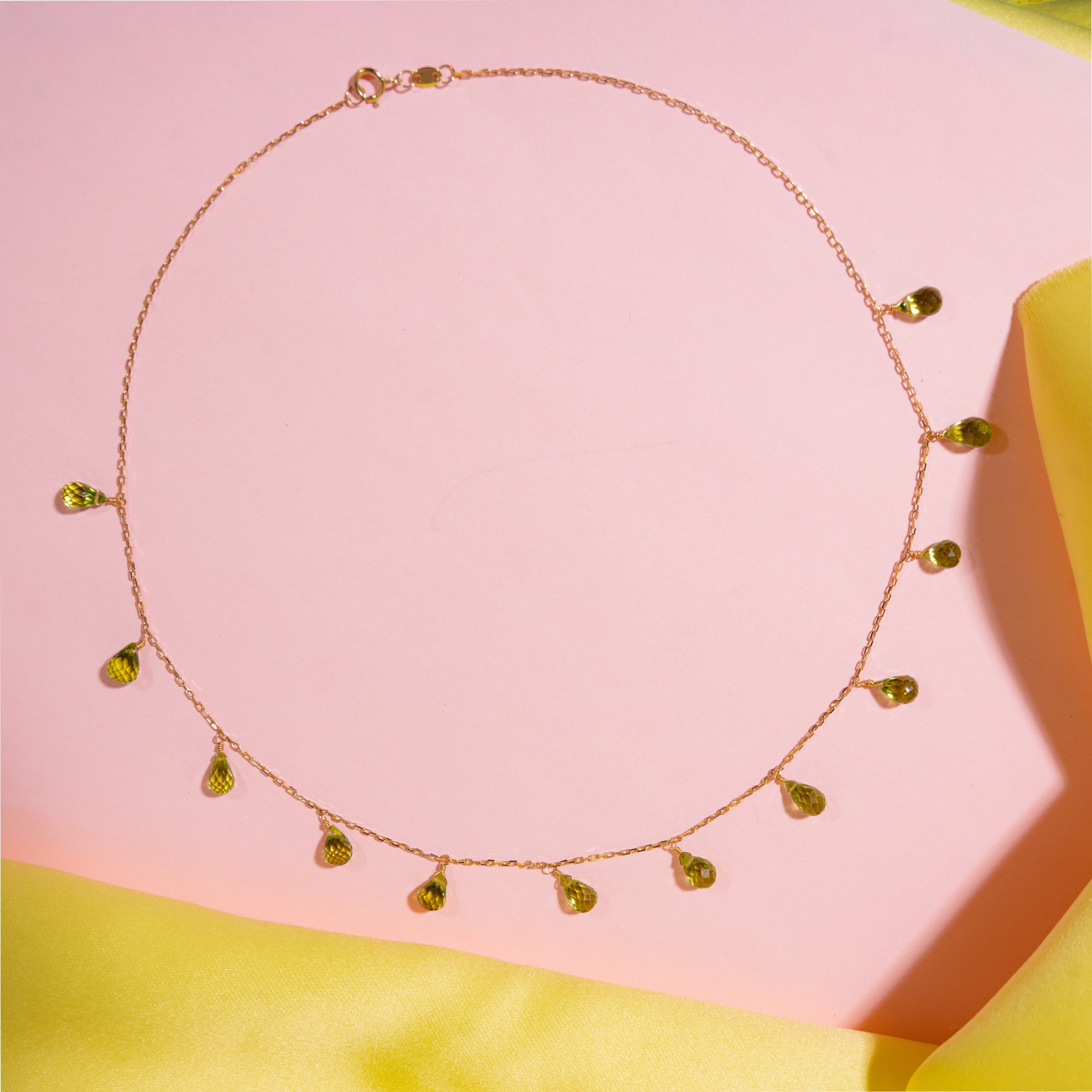 14k Peridot Birthstone Necklace 16"