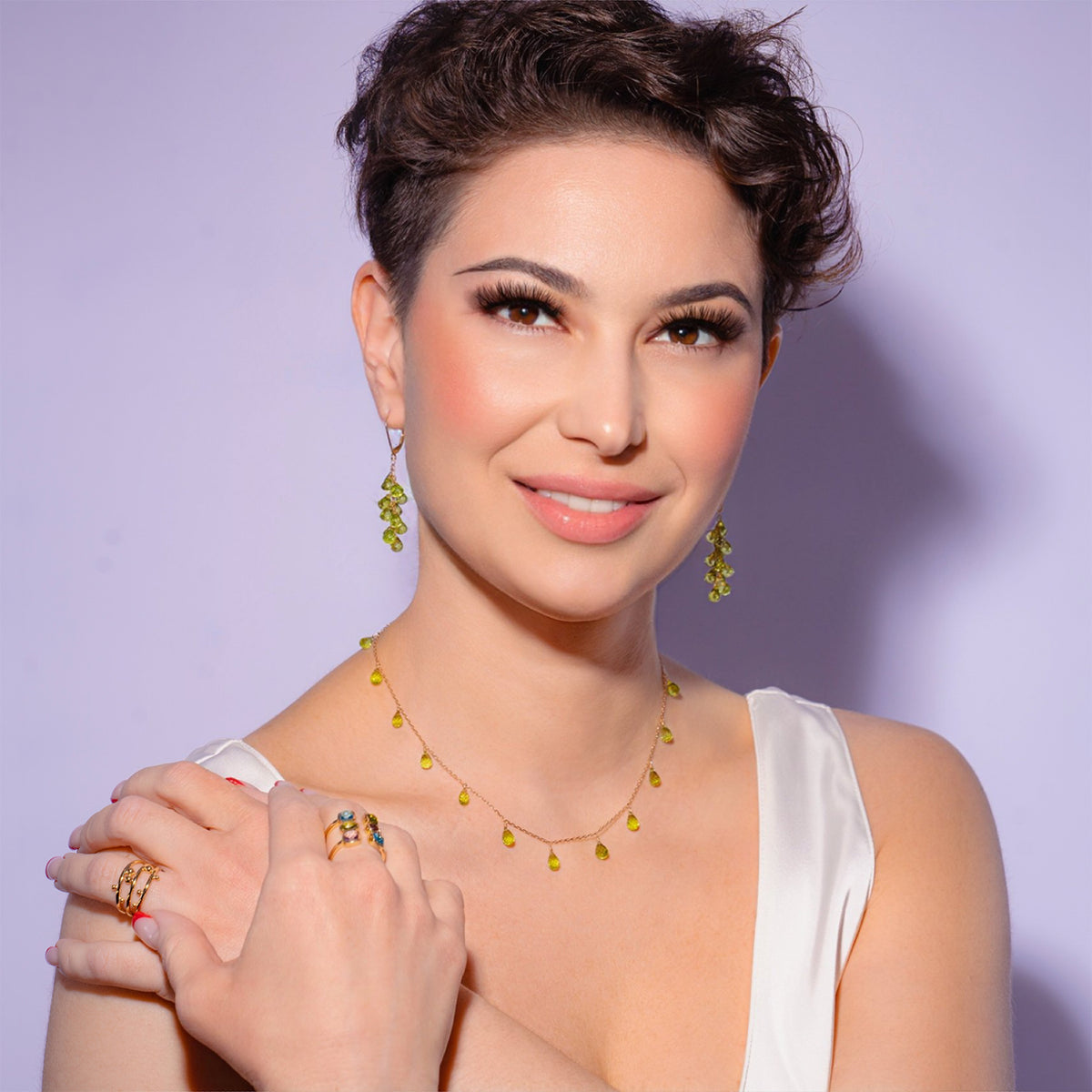 14k White or Yellow Gold Drop Dangle Birthstone Necklace