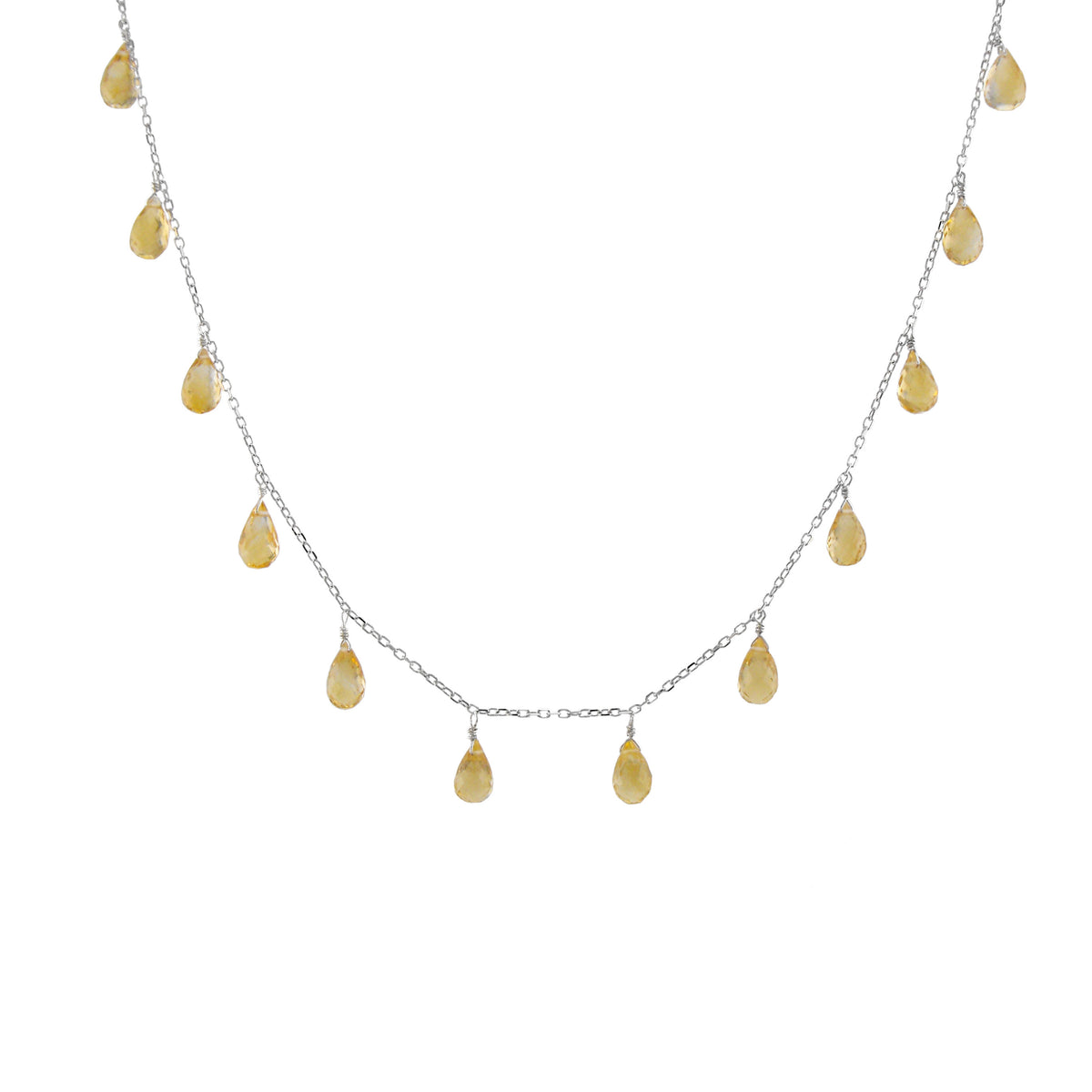 14k White or Yellow Gold Drop Dangle Birthstone Necklace
