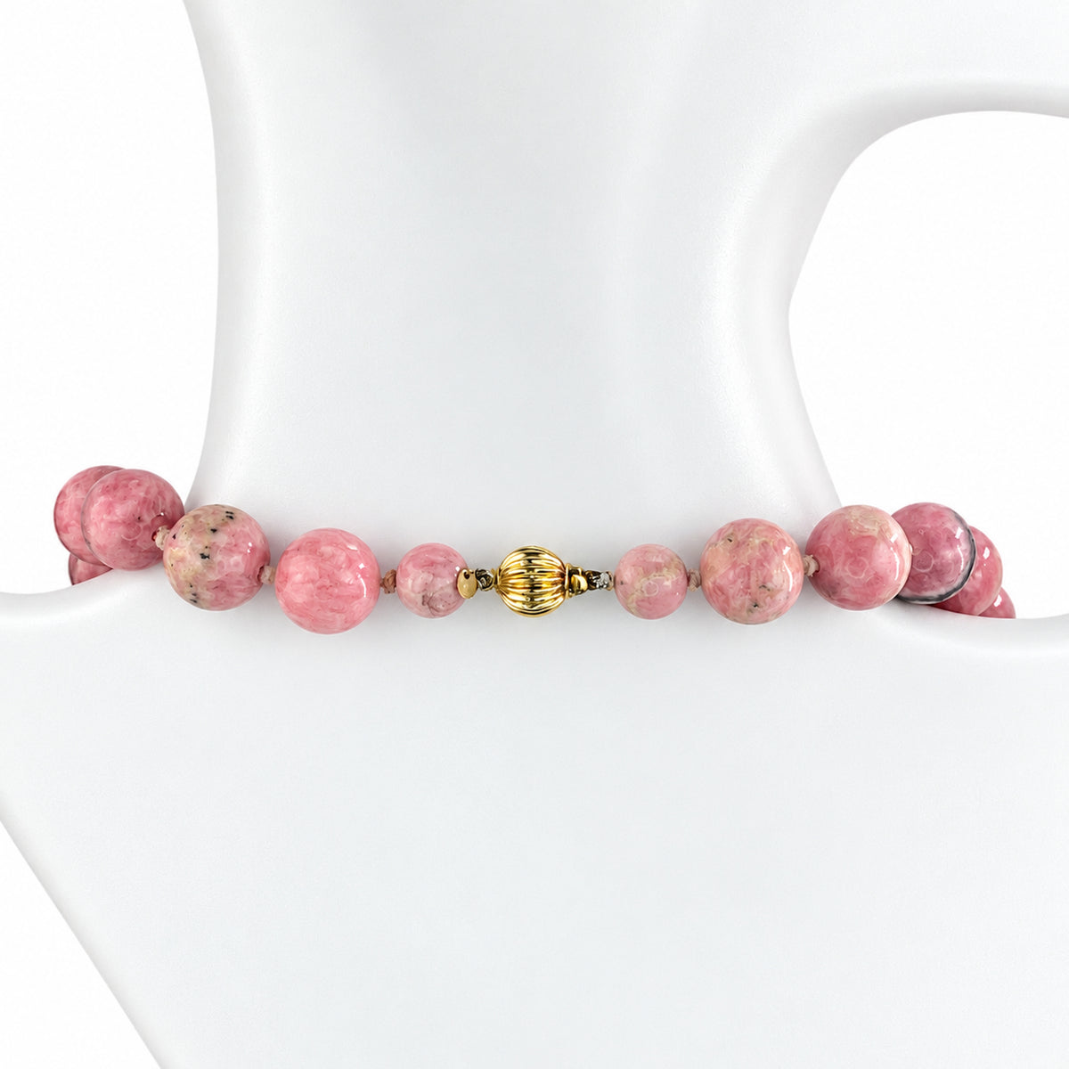 14k Round Rhodochrosite Graduated Necklace