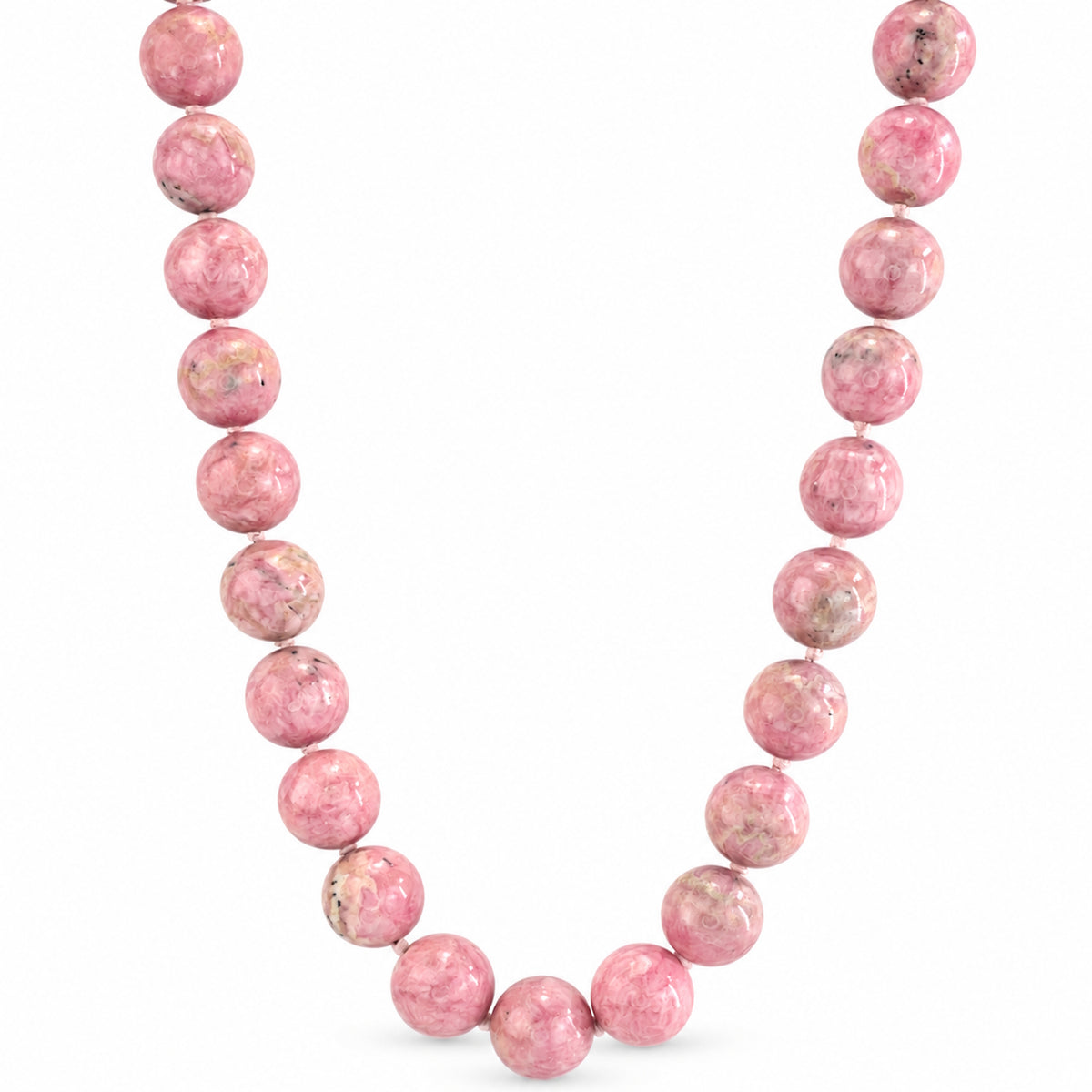 14k Round Rhodochrosite Graduated Necklace
