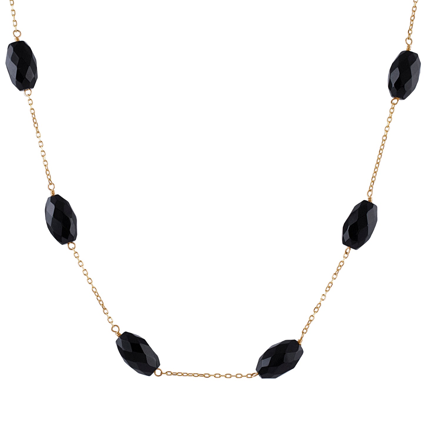 14k Black Onyx Nugget Necklace 17"