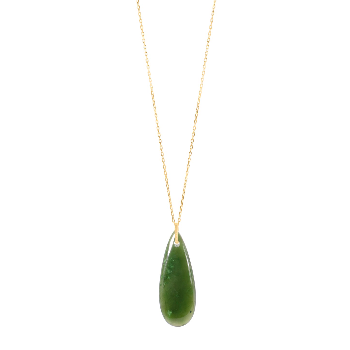 14k Natural Canadian Nephrite Jade Pendant Necklace 17"