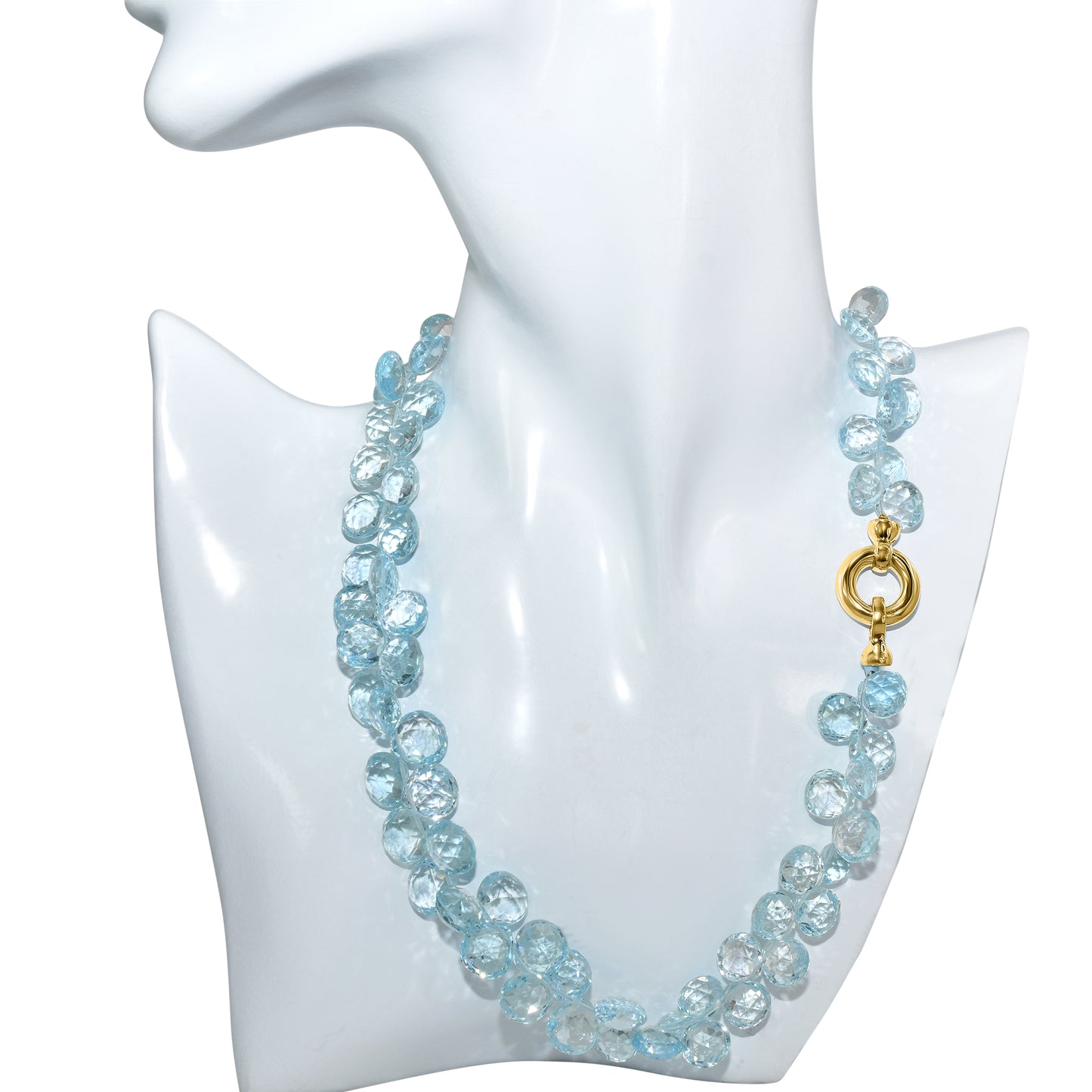 18k White Gold Blue Topaz Briolettes Necklace