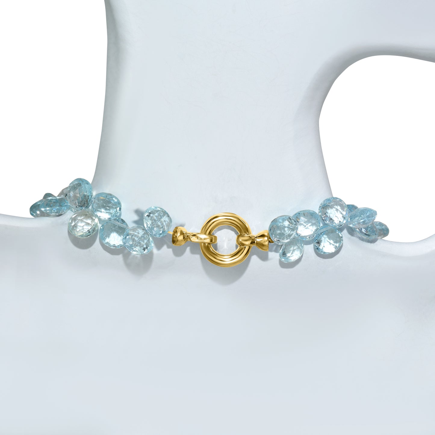 18k White Gold Blue Topaz Briolettes Necklace