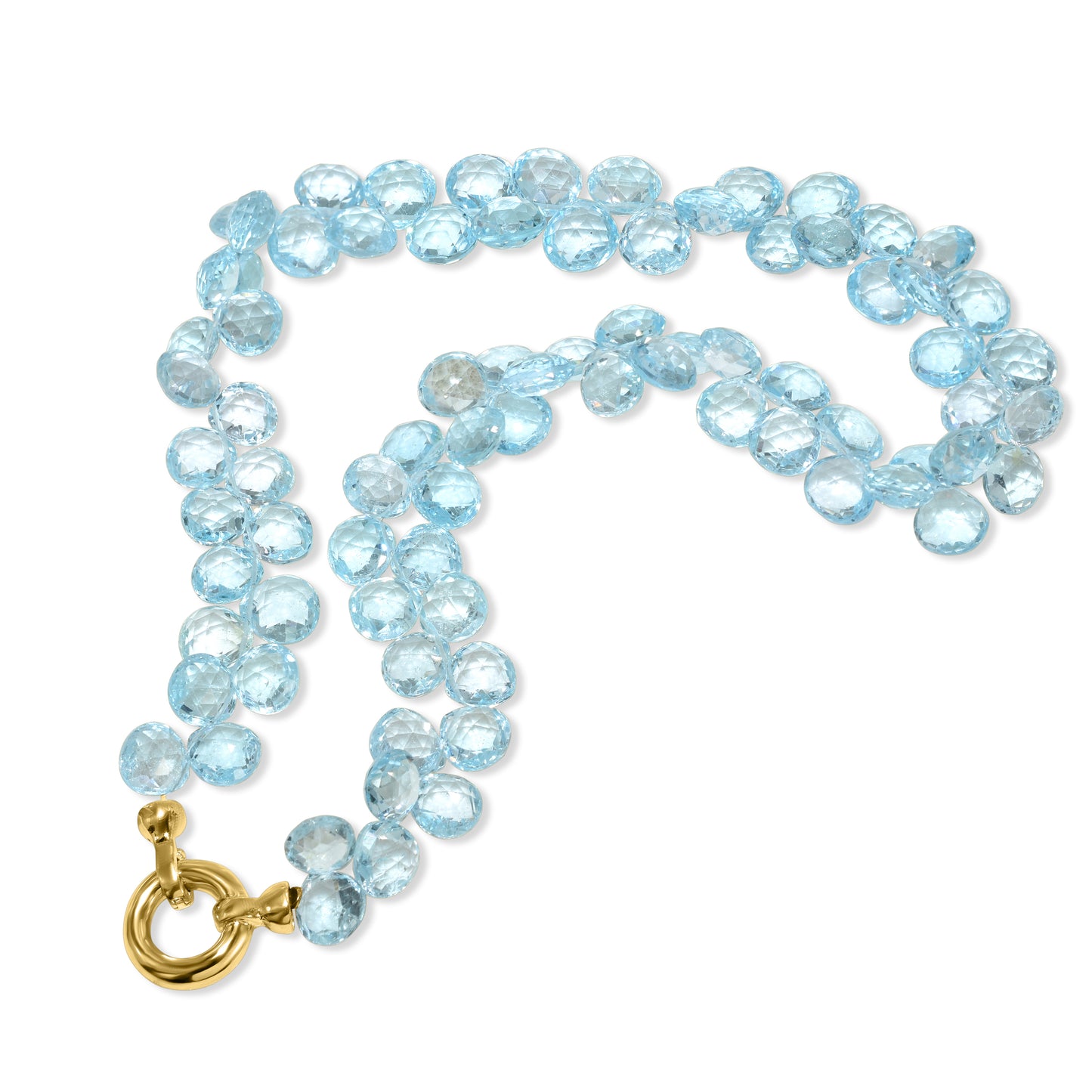 18k White Gold Blue Topaz Briolettes Necklace