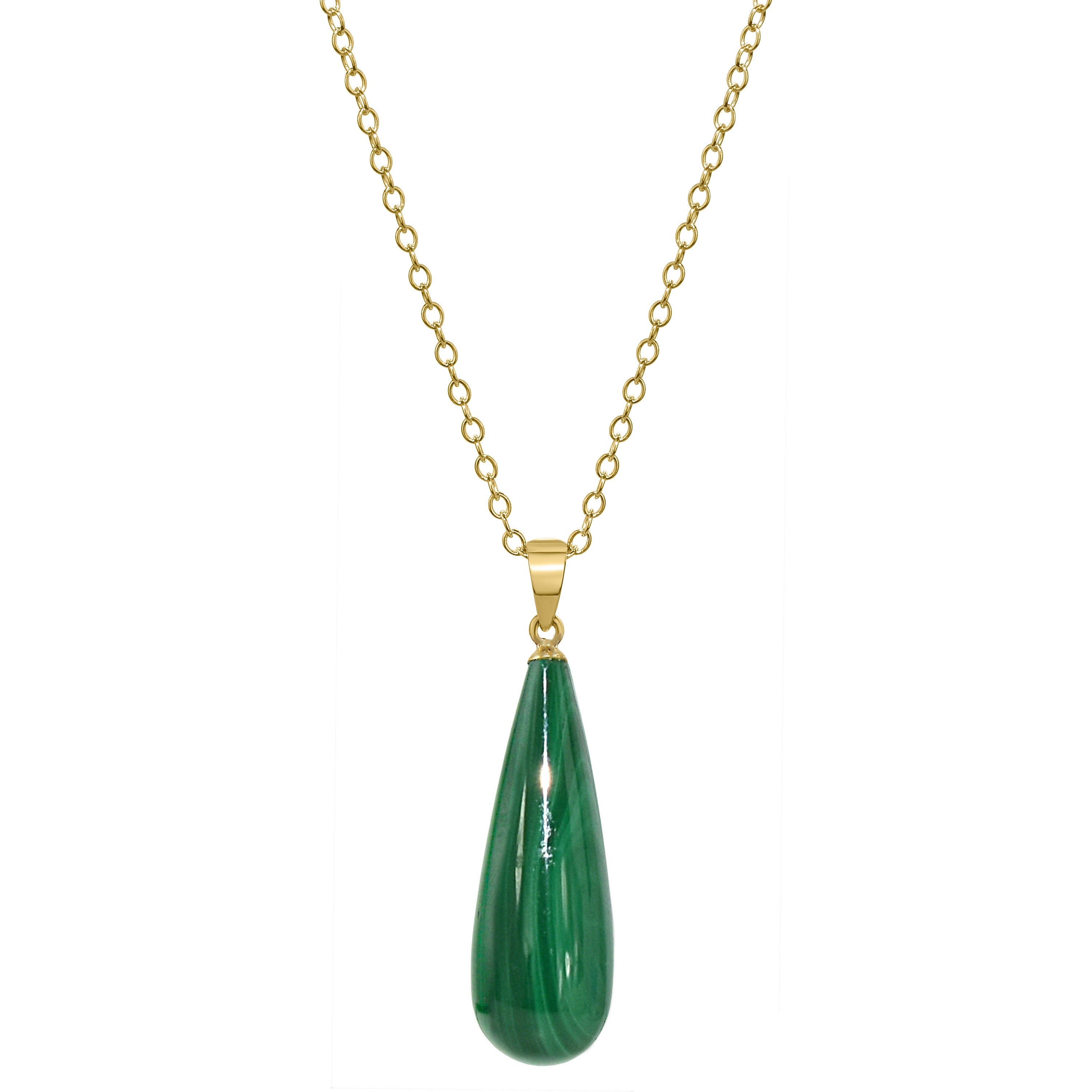 14k Malachite Tear Drop Pendant Necklace