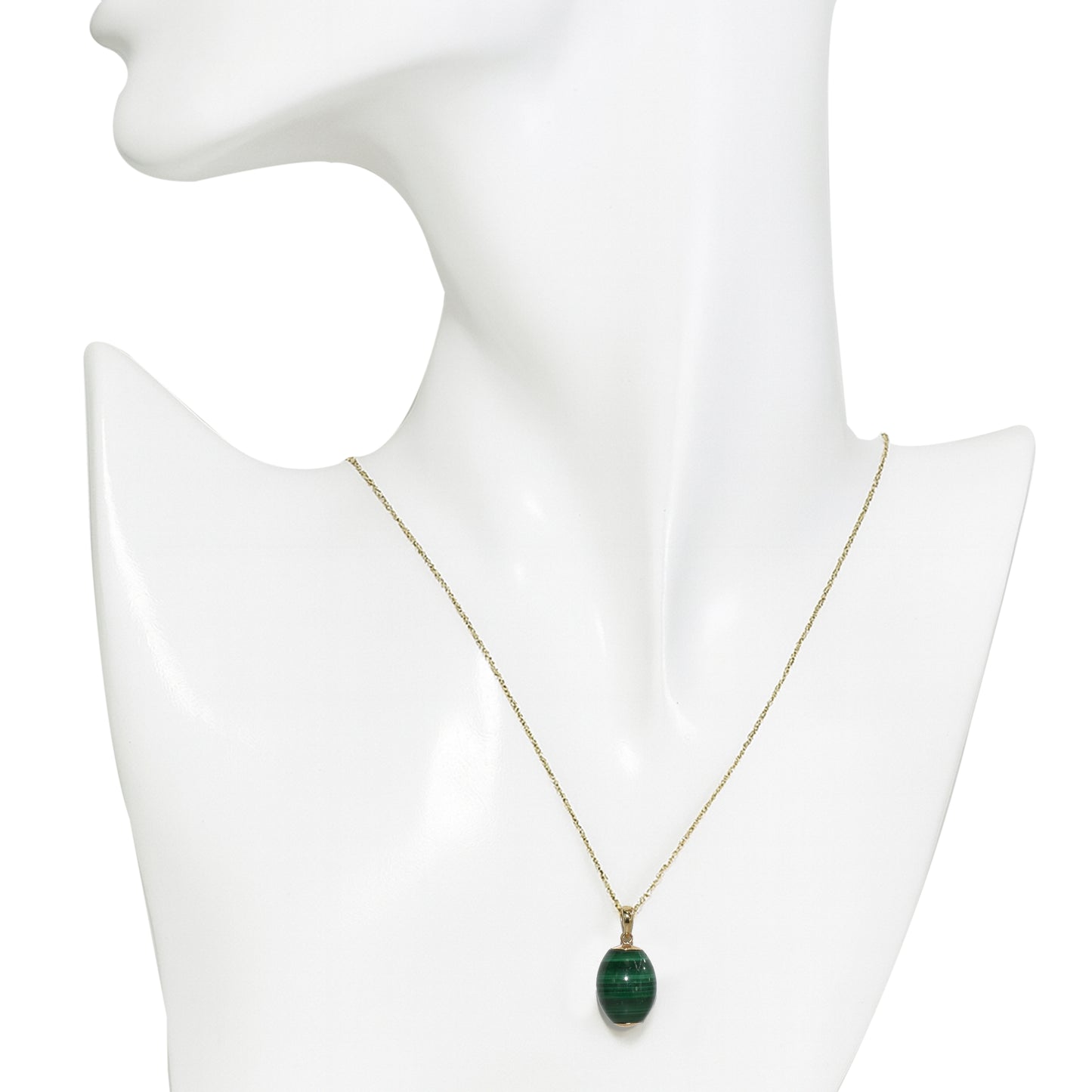 14k Malachite Barrel Pendant Necklace