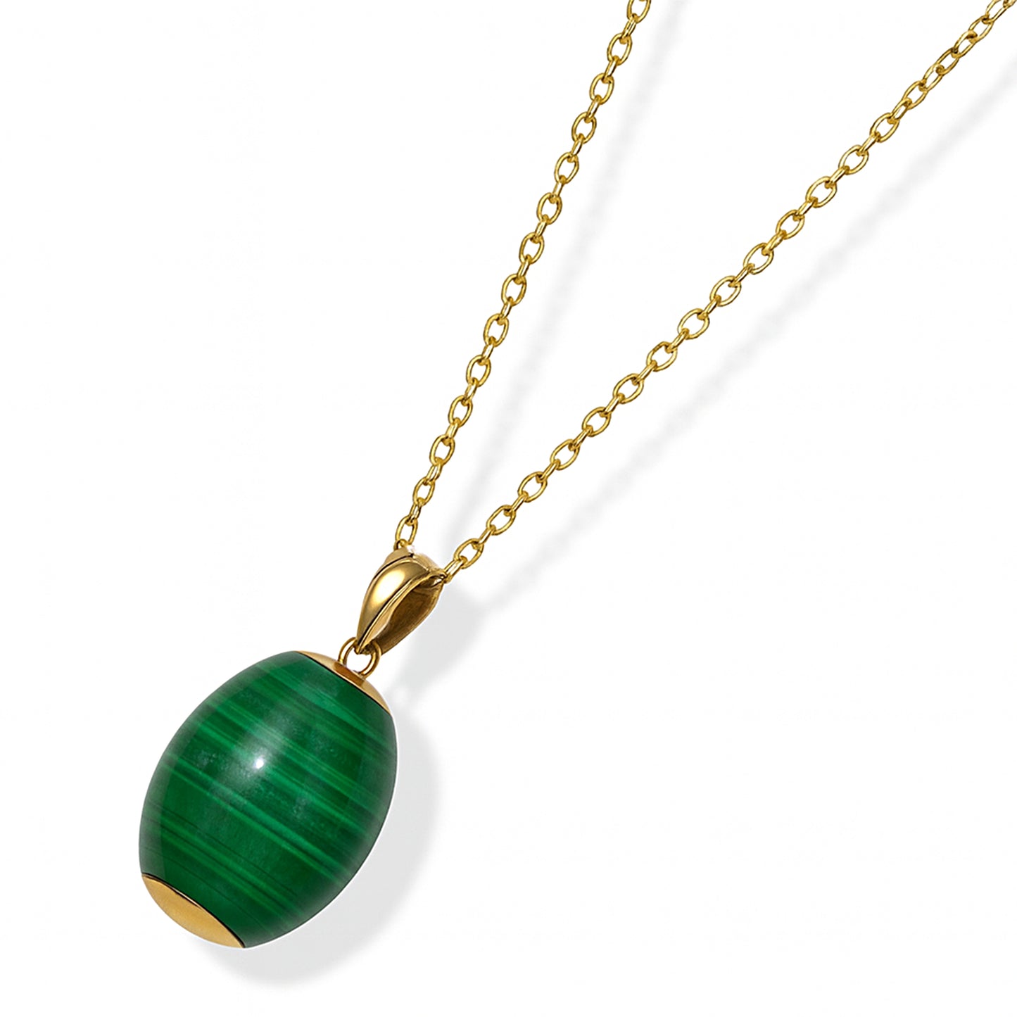 14k Malachite Barrel Pendant Necklace