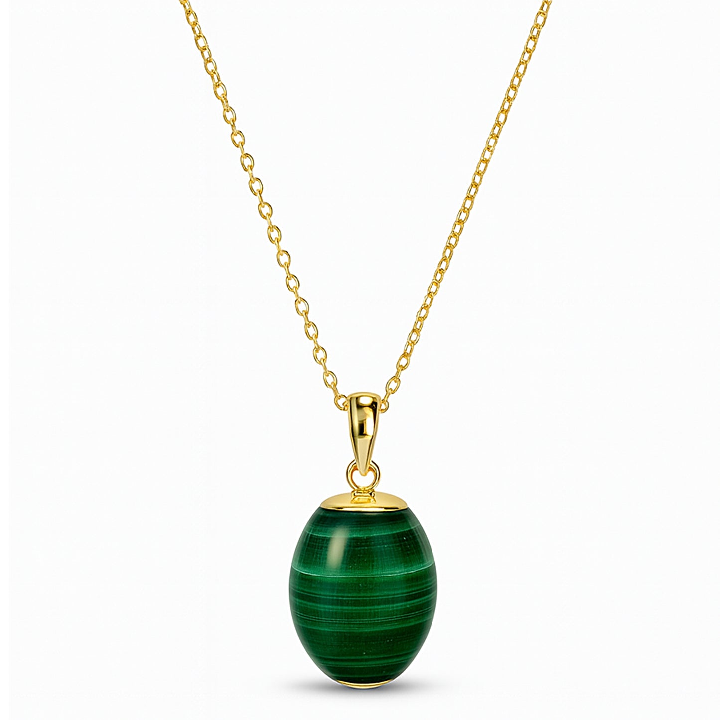 14k Malachite Barrel Pendant Necklace