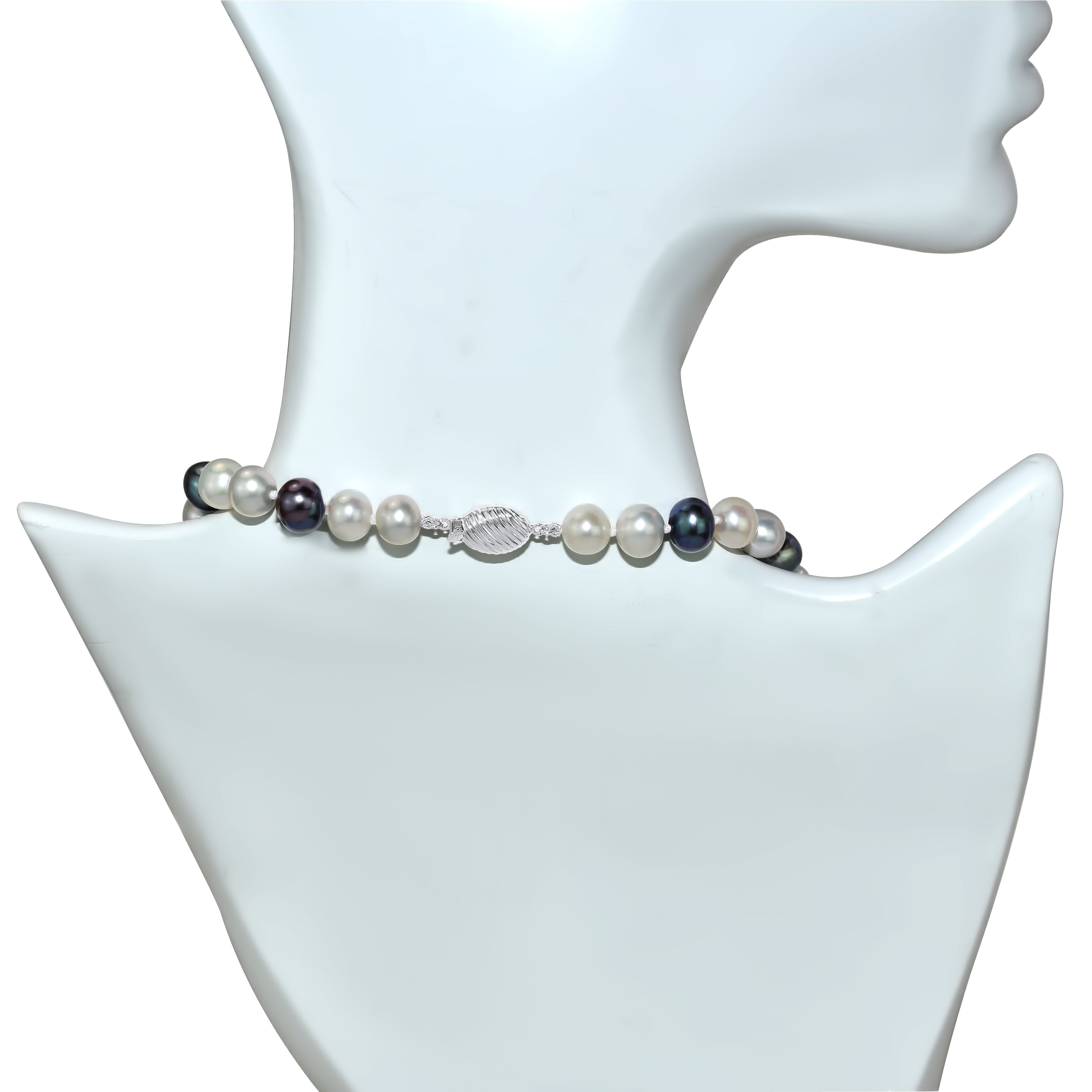 14kw Multi Grey,Black,White Freshwater Pearl Necklace
