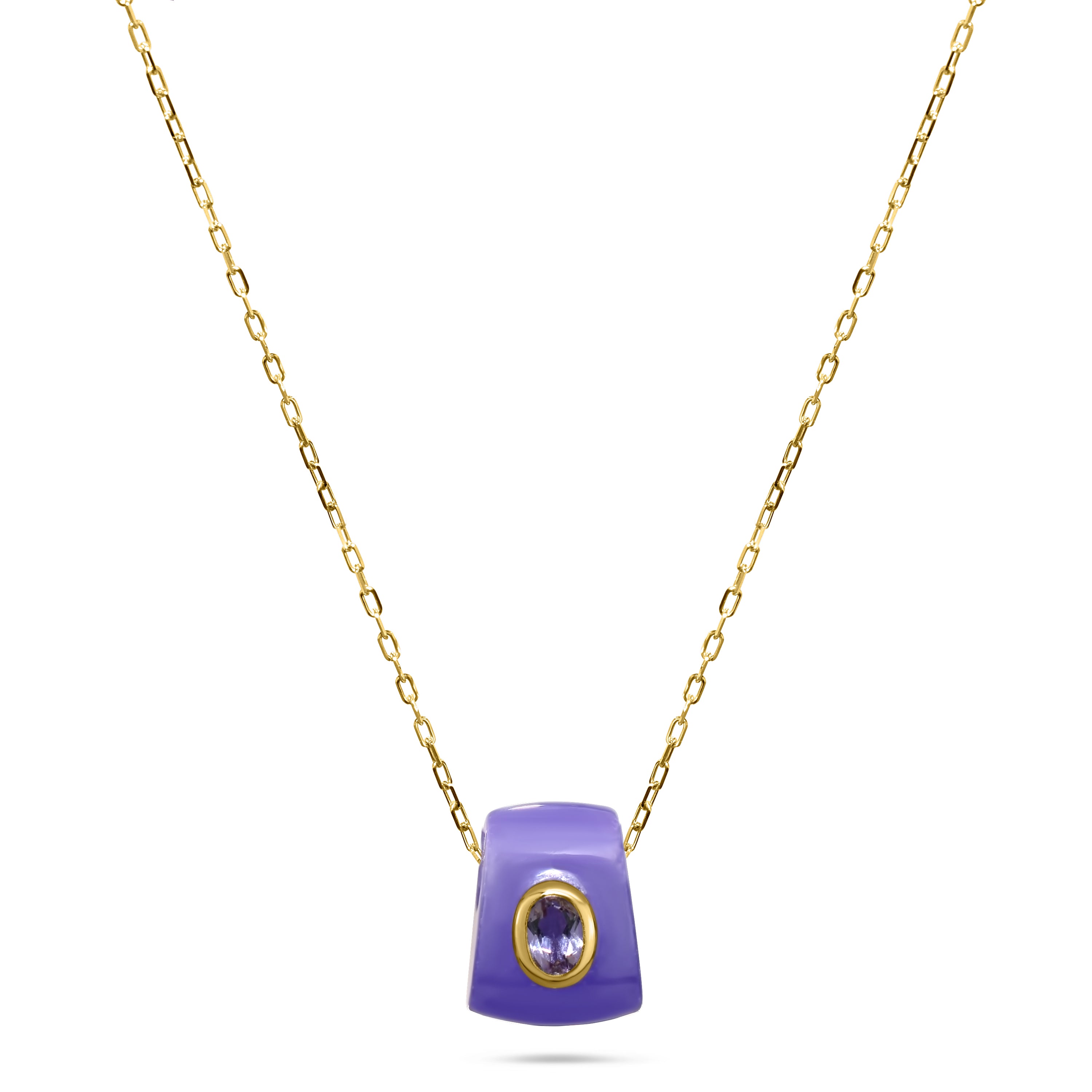 14k Lavender Jade Amethyst Pendant Necklace