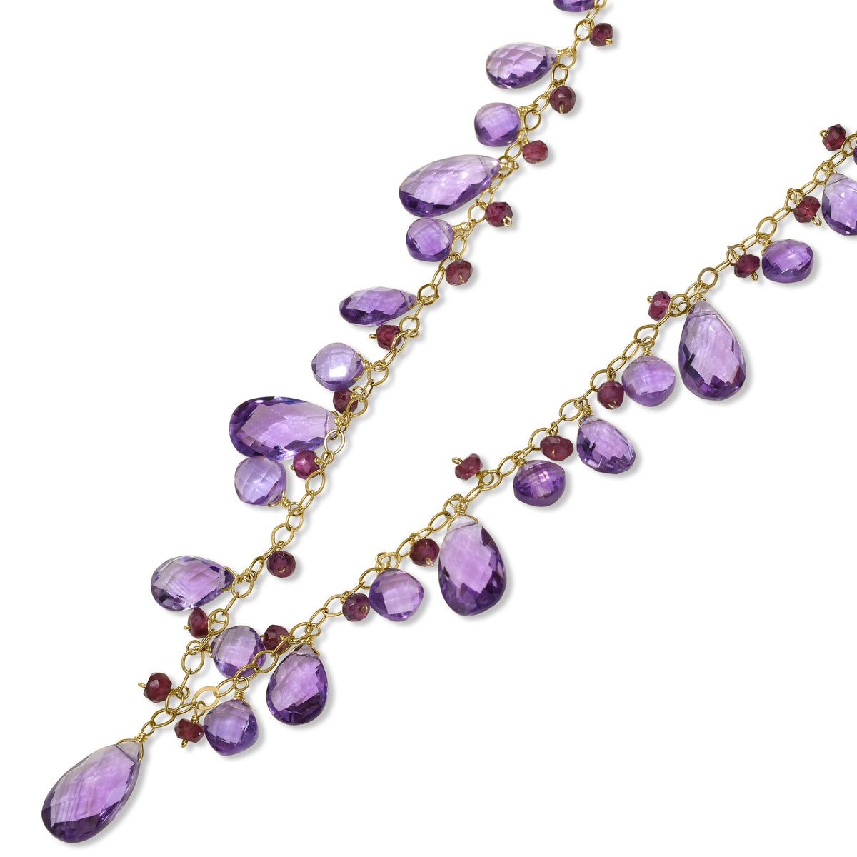 14k Multi Pink Amethyst Rhodolite Necklace