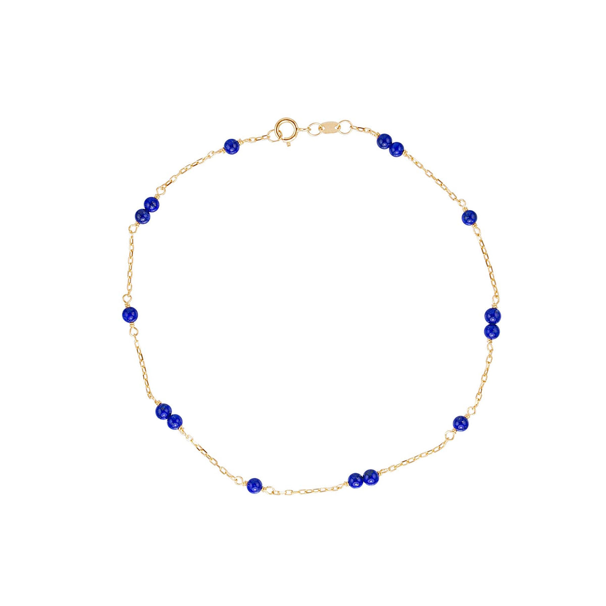 14k Gold Gemstone Station Anklet