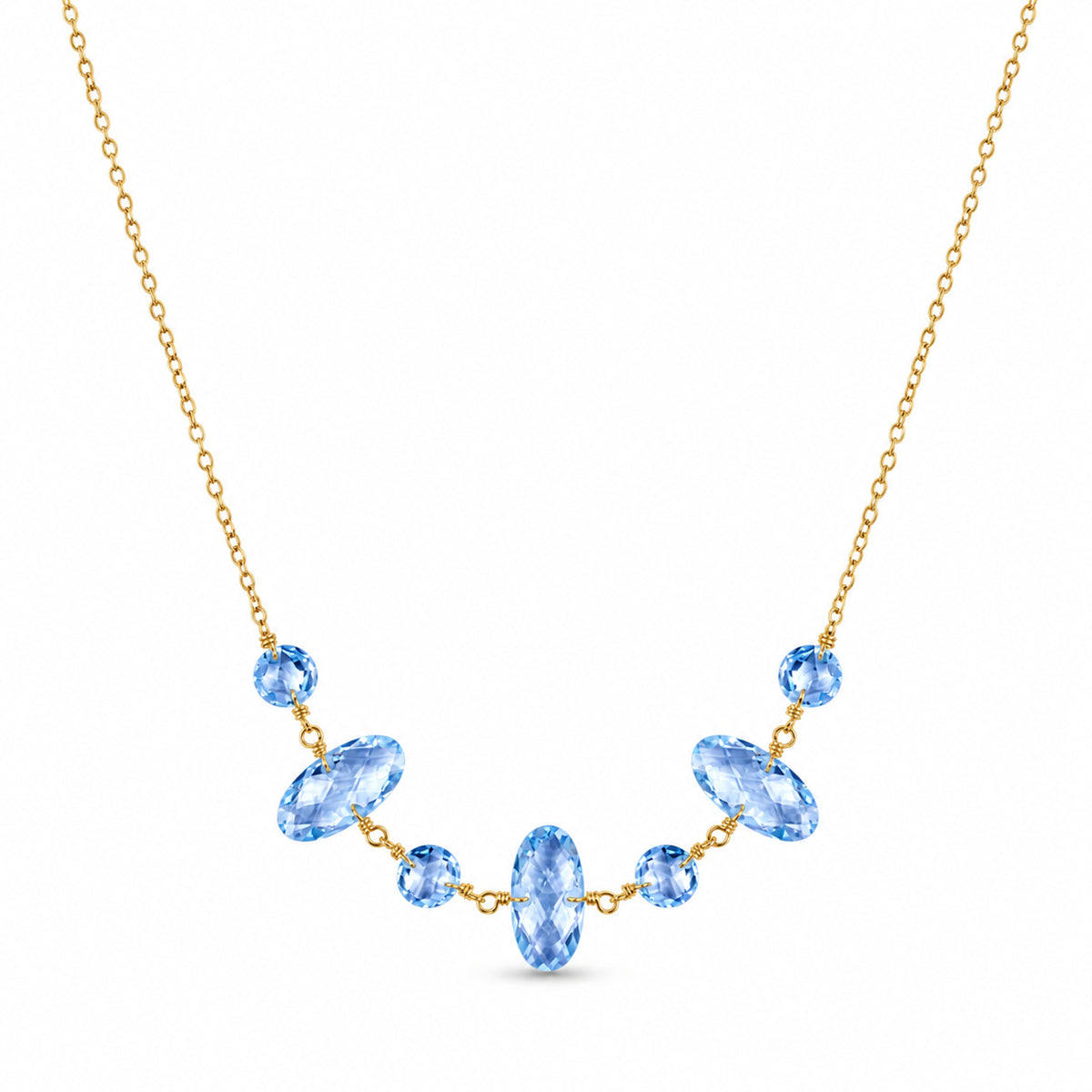 14k Blue Topaz Gold Chain Necklace