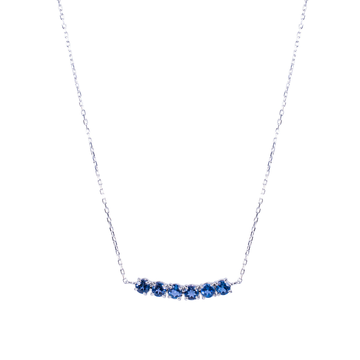 14k White Gold London Blue Topaz Bar Center Necklace