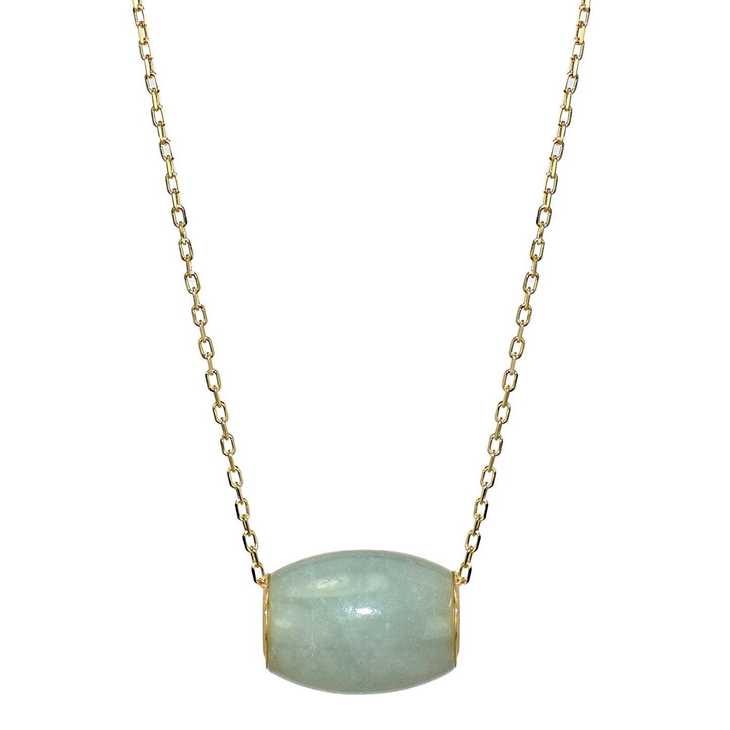 14k Natural Jade Slide Pendant With Chain 18"