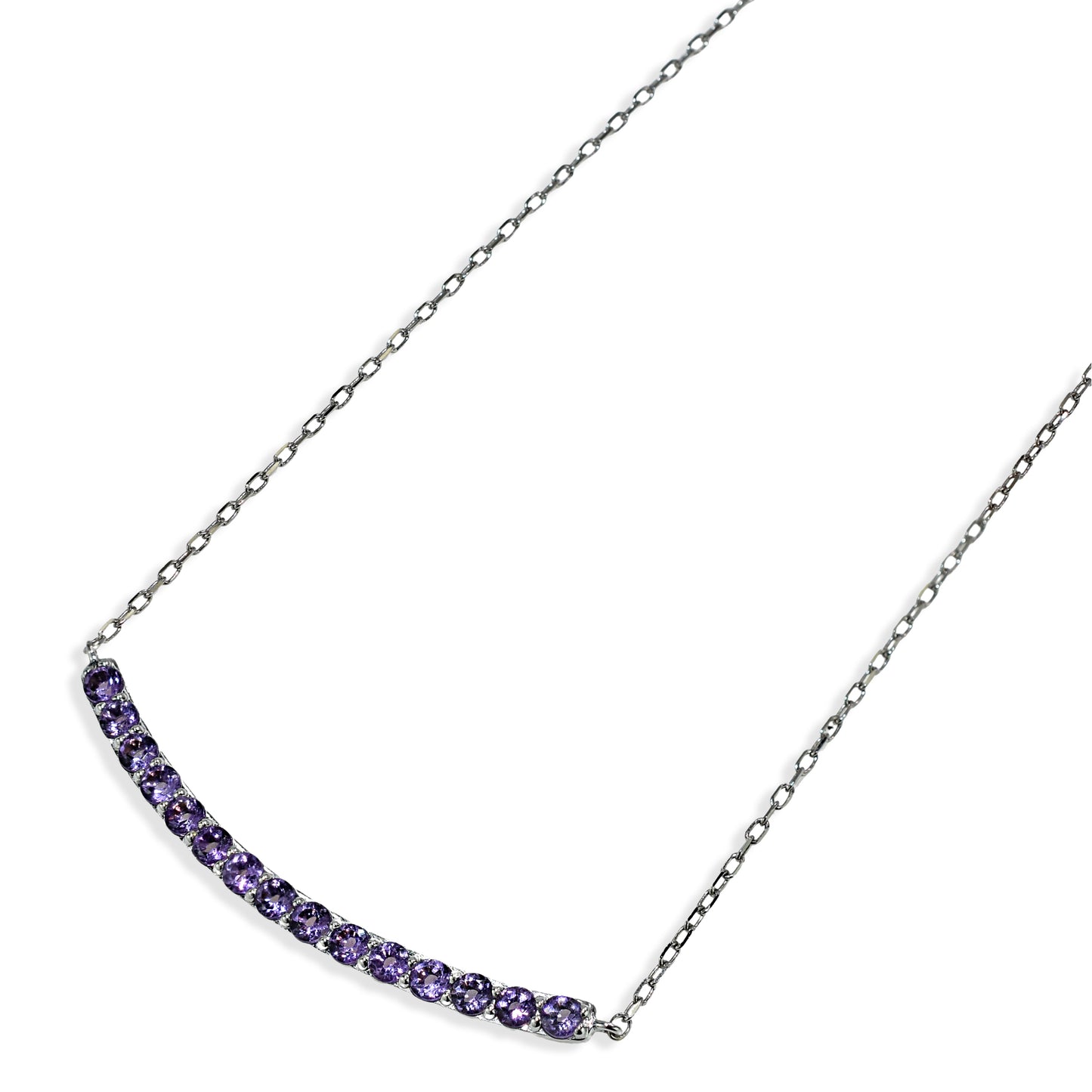 14kw Amethyst Curved Bar Necklace
