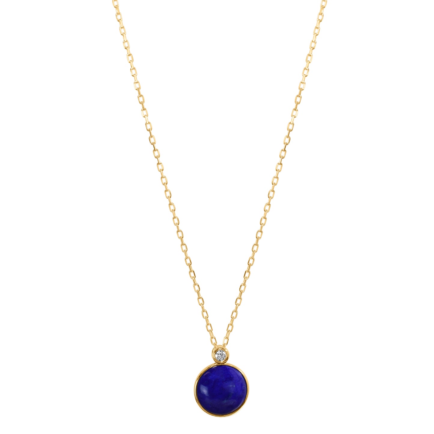 14K Lapis Coin Vs Diamond Roundel Pendant Necklace 18"