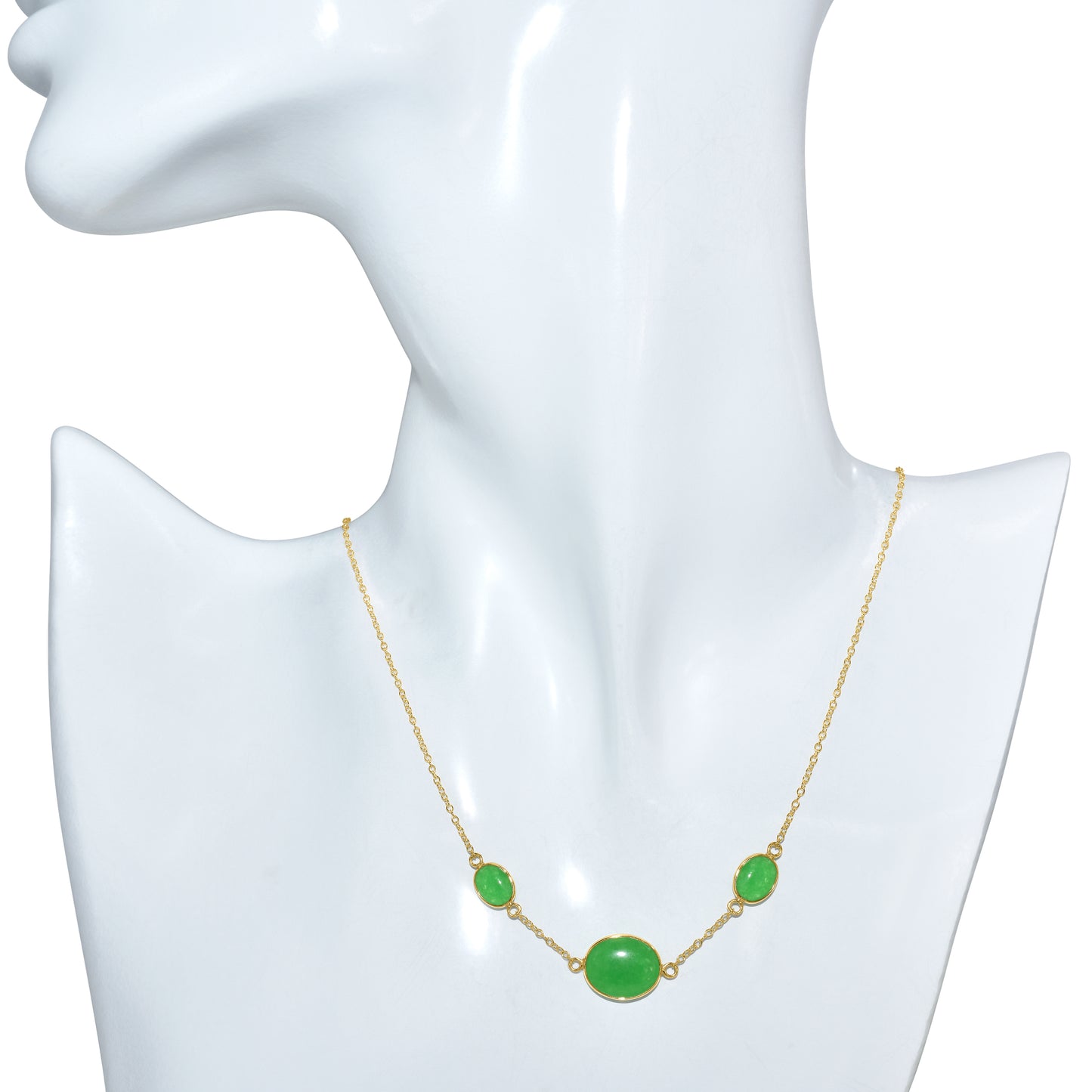 18k Green Jade Oval Bezel Necklace