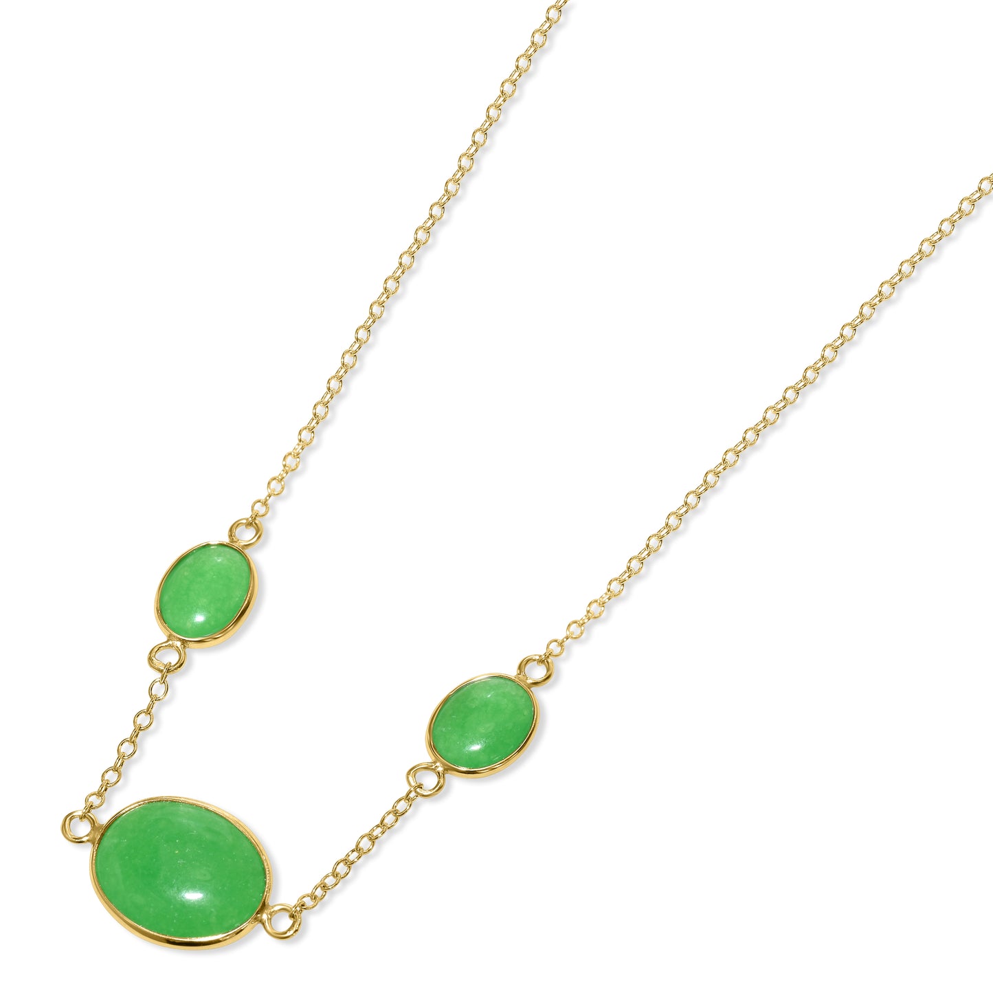 18k Green Jade Oval Bezel Necklace