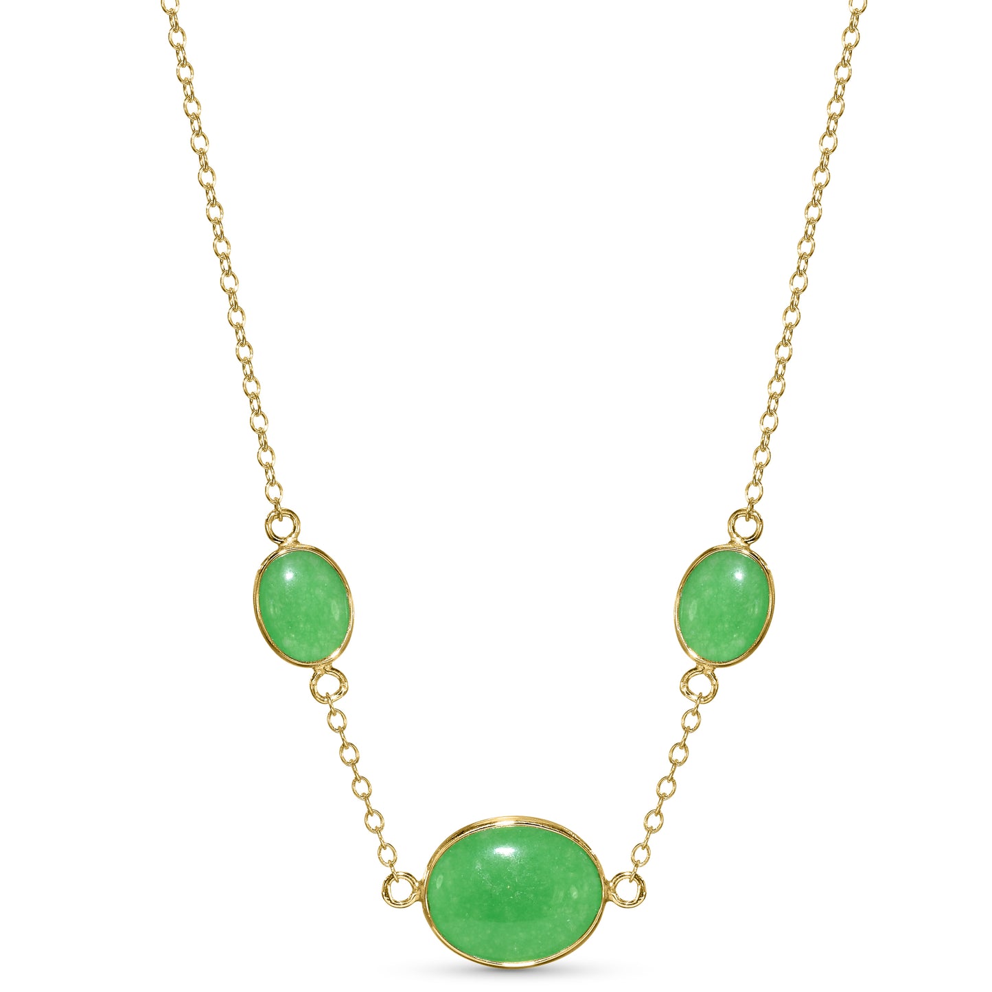 18k Green Jade Oval Bezel Necklace