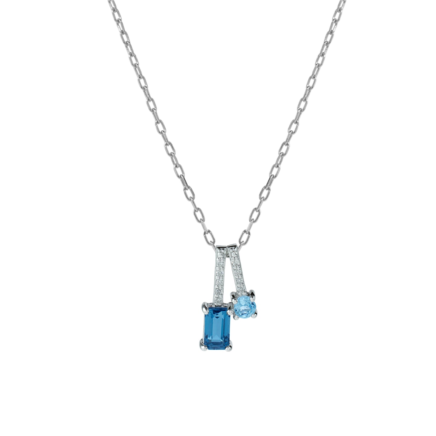 14k London/Sky Blue Topaz Diamond Pendant Necklace