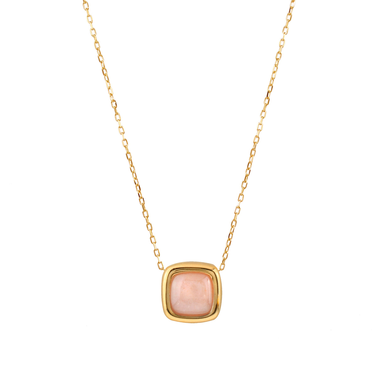 14k Peach Moonstone Cushion Slide Pendant Necklace