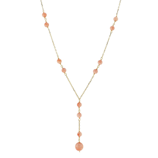 14k Angel Skin Coral Y Necklace 17"