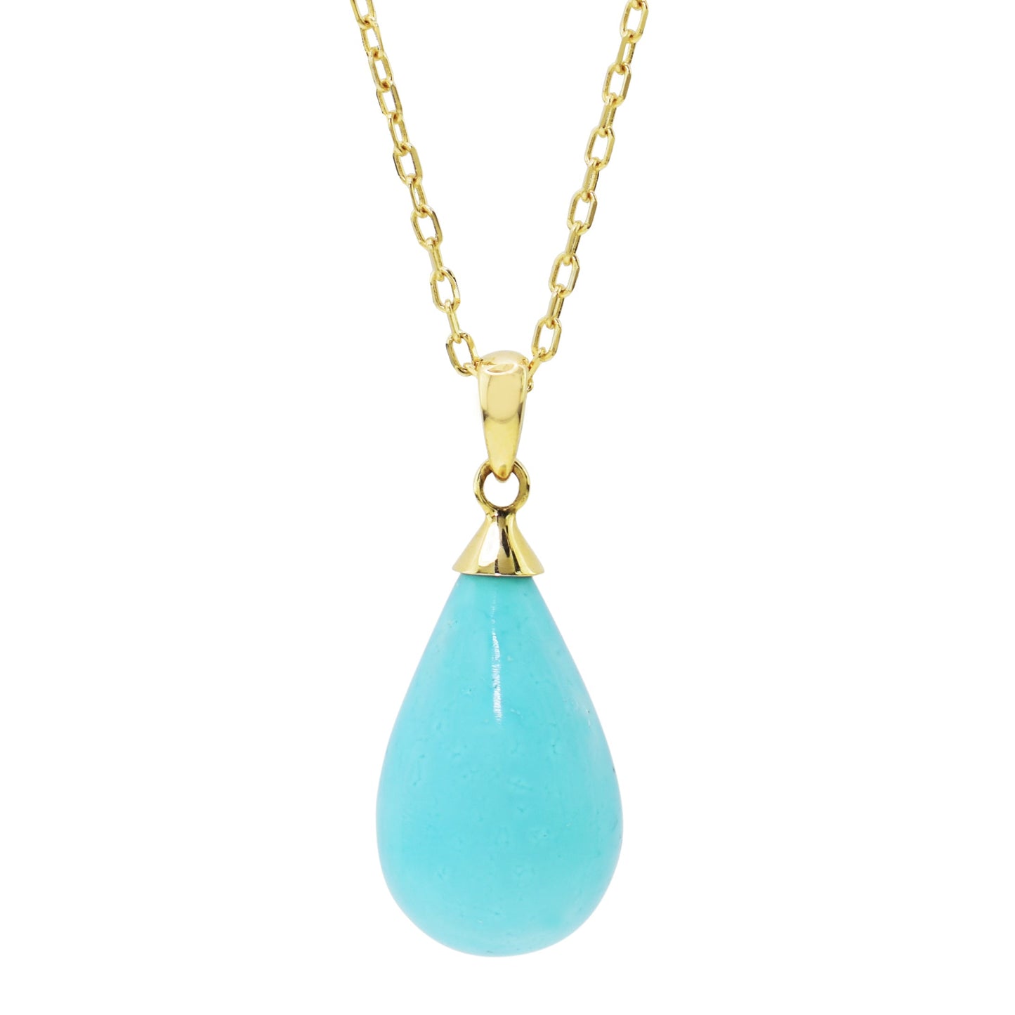 14k Turquoise Teardrop Pendant Necklace