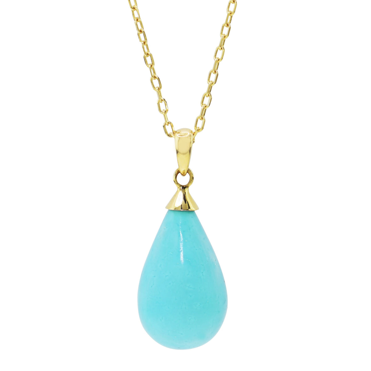 14k Turquoise Teardrop Pendant Necklace