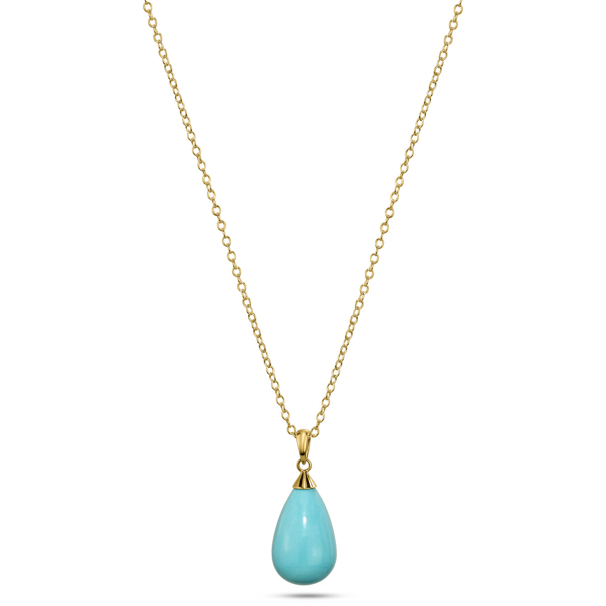 14k Turquoise Teardrop Pendant Necklace 17"