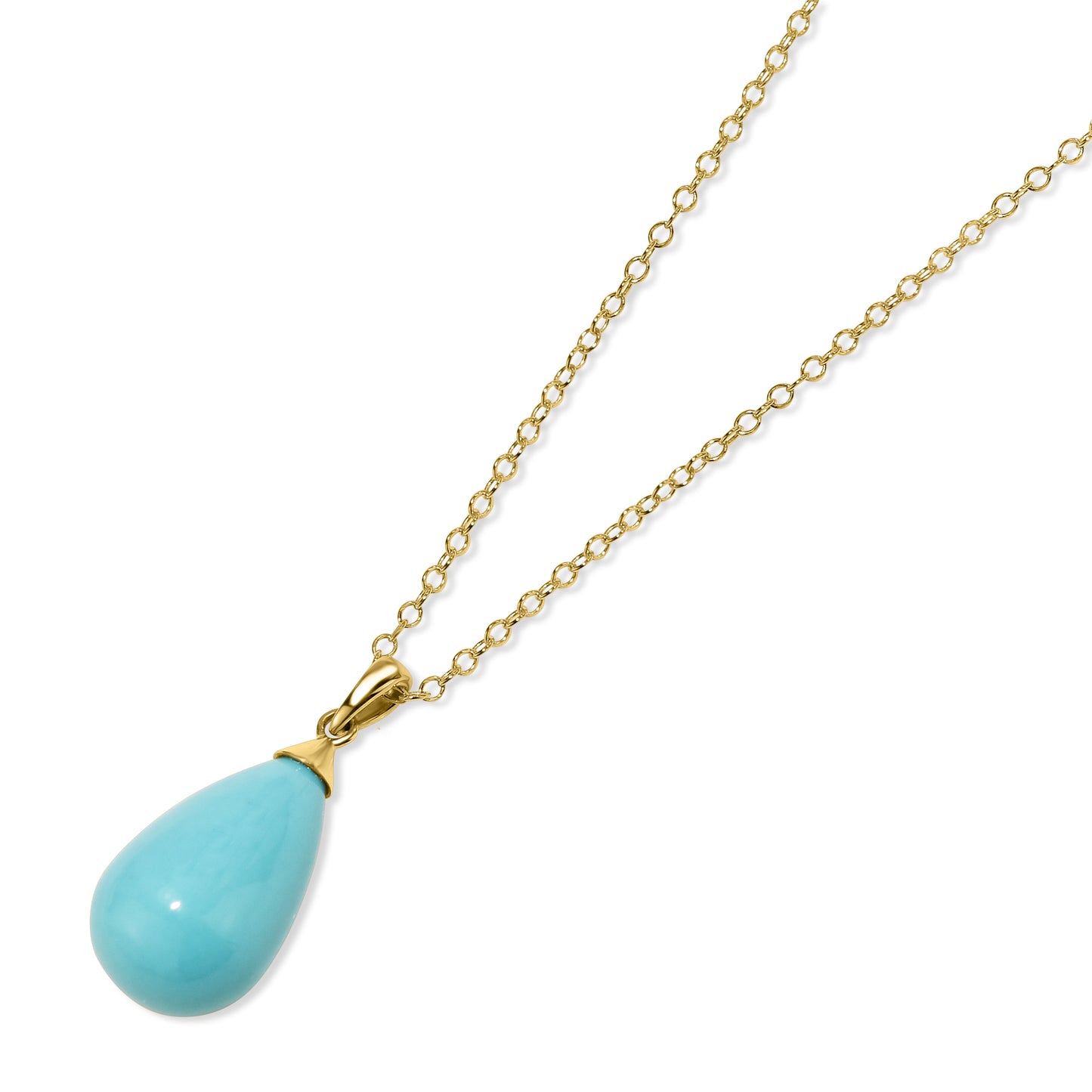 14k Turquoise Teardrop Pendant Necklace 17"