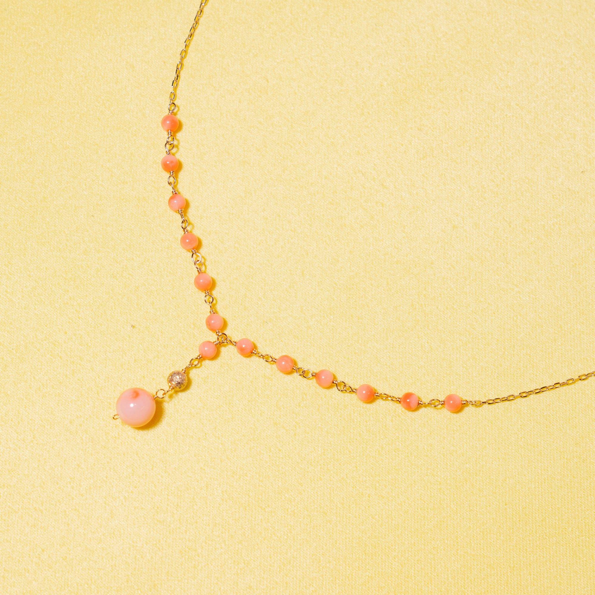 14k Angel Skin Coral Y Necklace 17"