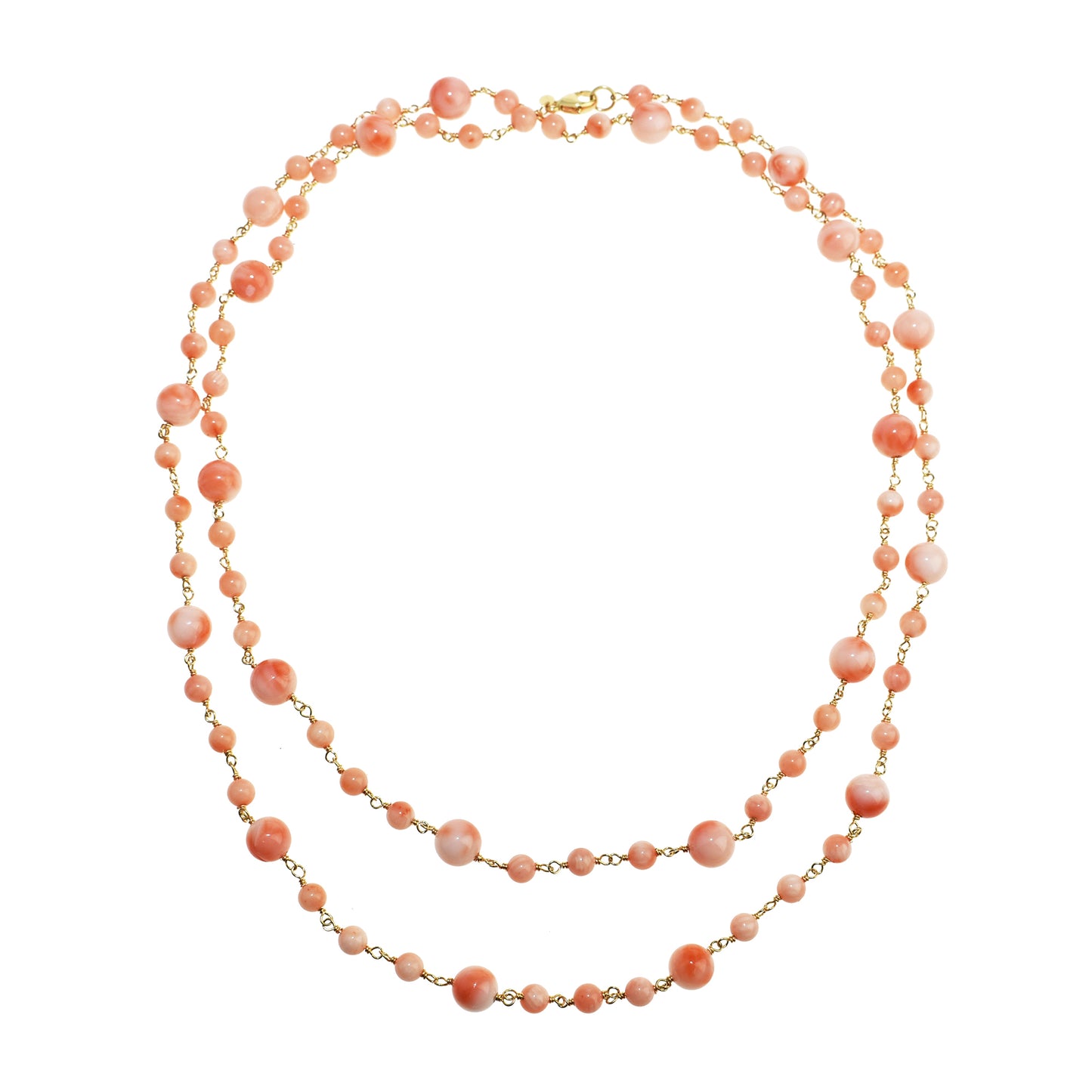 14k Angel Skin Coral Link Necklace 34"